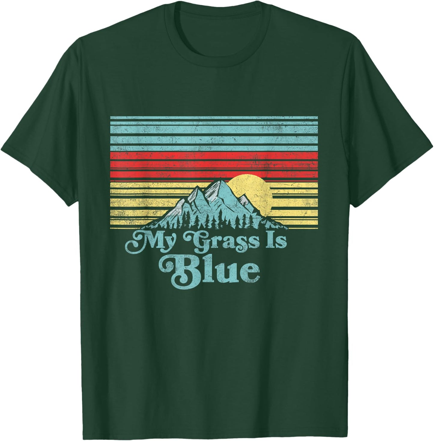 My Grass is Blue - Bluegrass Fan Retro Mountains T-Shirt - T-Shirt | Forest