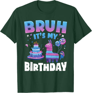 Bruh It's My Birthday Llama Pinata Kids Party T-Shirt - T-Shirt | Forest