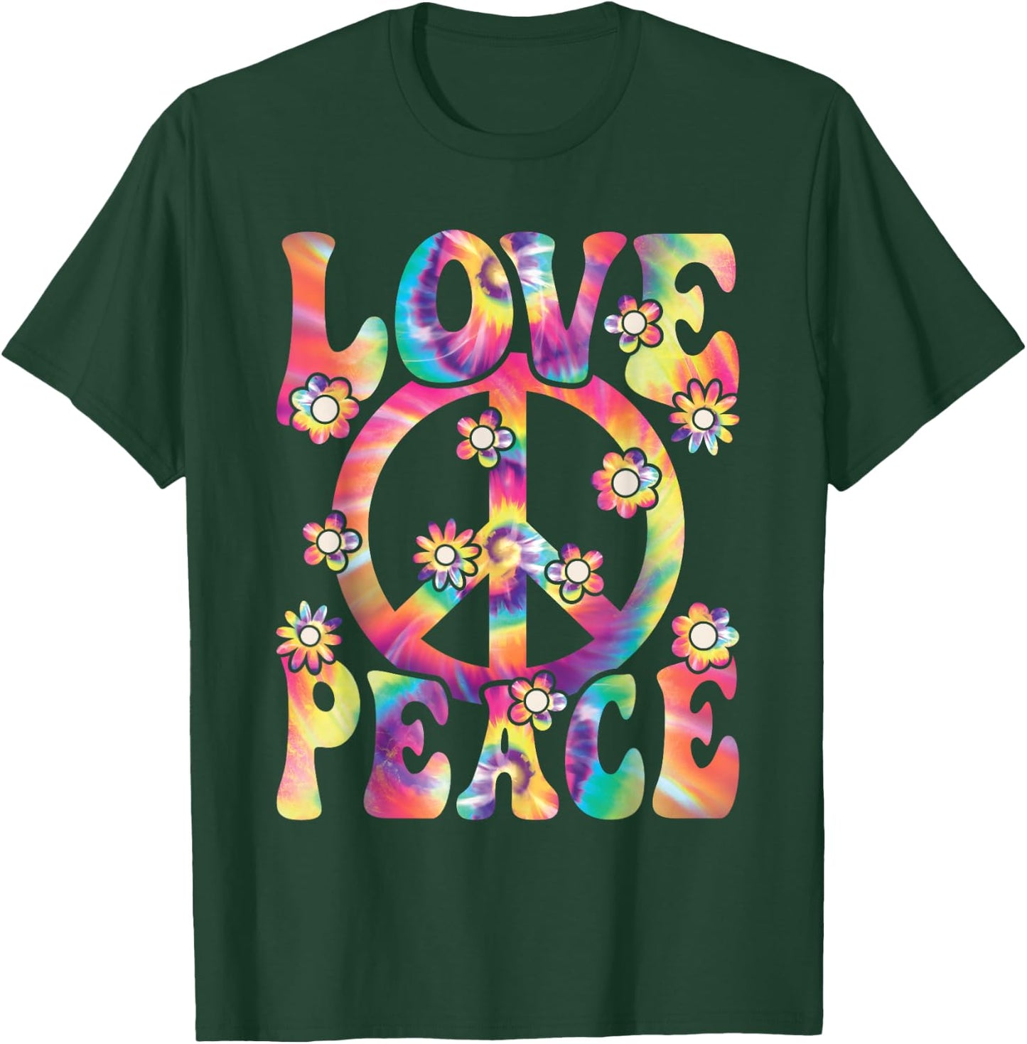 60s 70s Hippie Love Peace Groovy Party Outfit Retro , black T-Shirt - T-Shirt | Forest