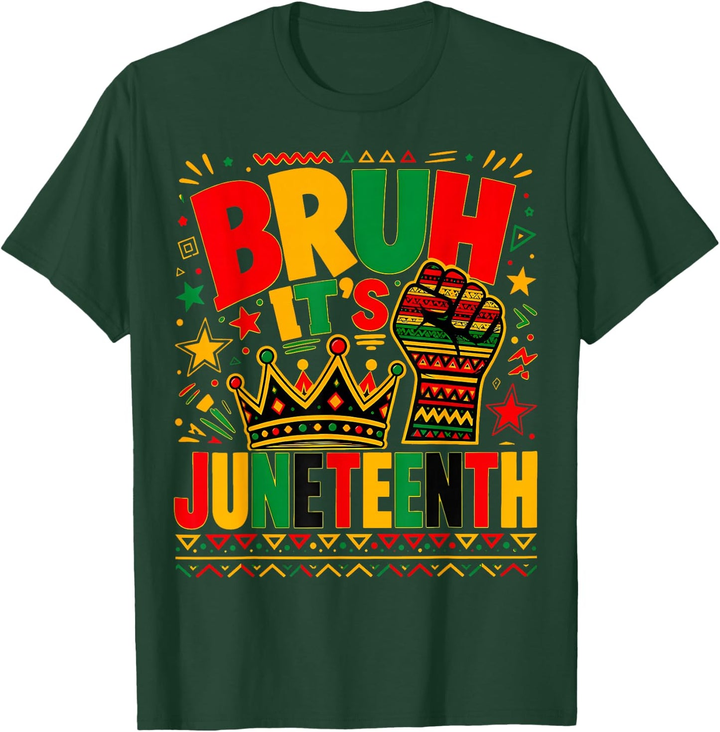 Juneteenth Boys Teens Kids Men Bruh It's Juneteenth 1865 T-Shirt - T-Shirt | Forest