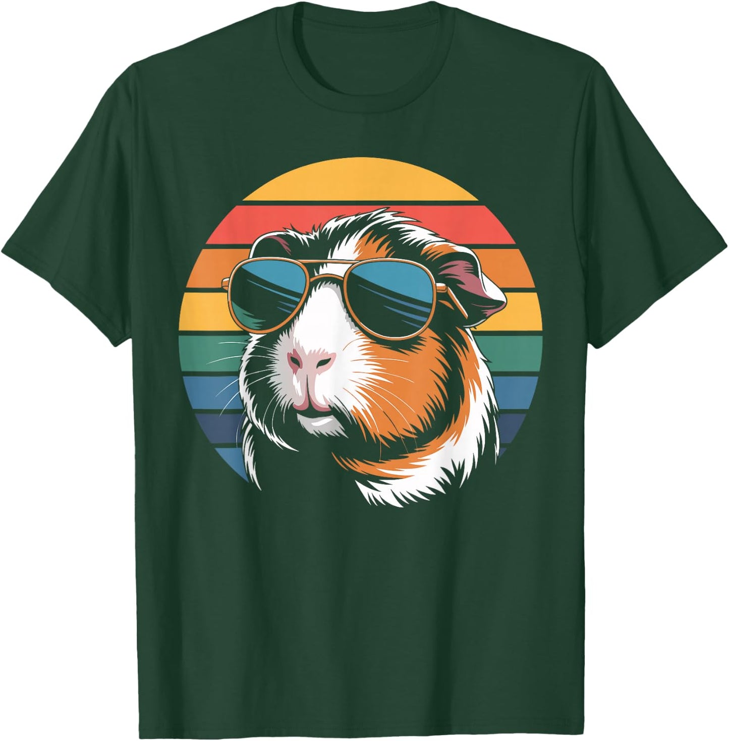 Retro Guinea Pig Sunglasses Flag Guinea Pig T-Shirt - T-Shirt | Forest