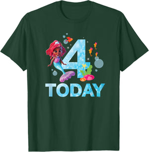 Disney Junior’s Ariel Fourth Birthday 4 Years Old Today T-Shirt - T-Shirt | Forest