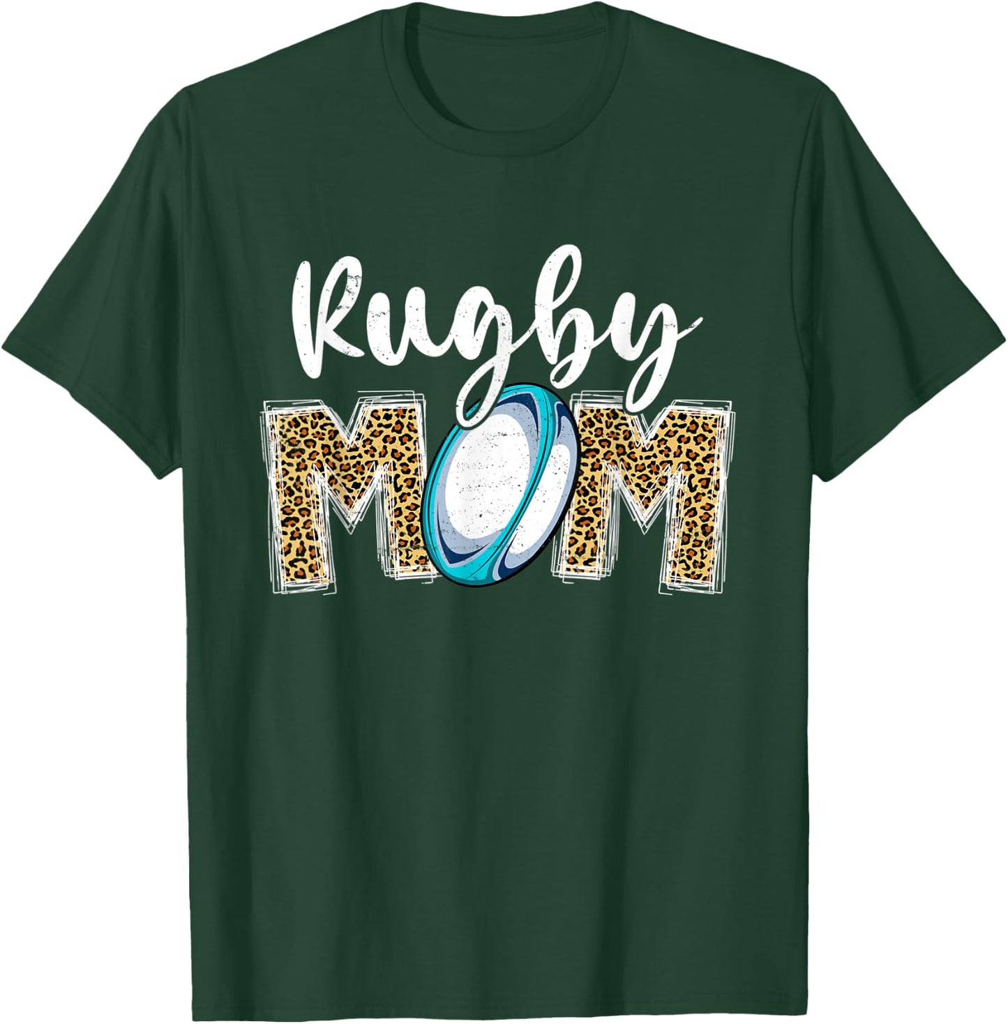 Cute Rugby Mom Leopard Print Mom For Mother's Day T-Shirt - T-Shirt | Forest