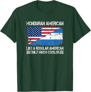 Honduran American Like a Regular American Half USA Flag T-Shirt - T-Shirt | Forest