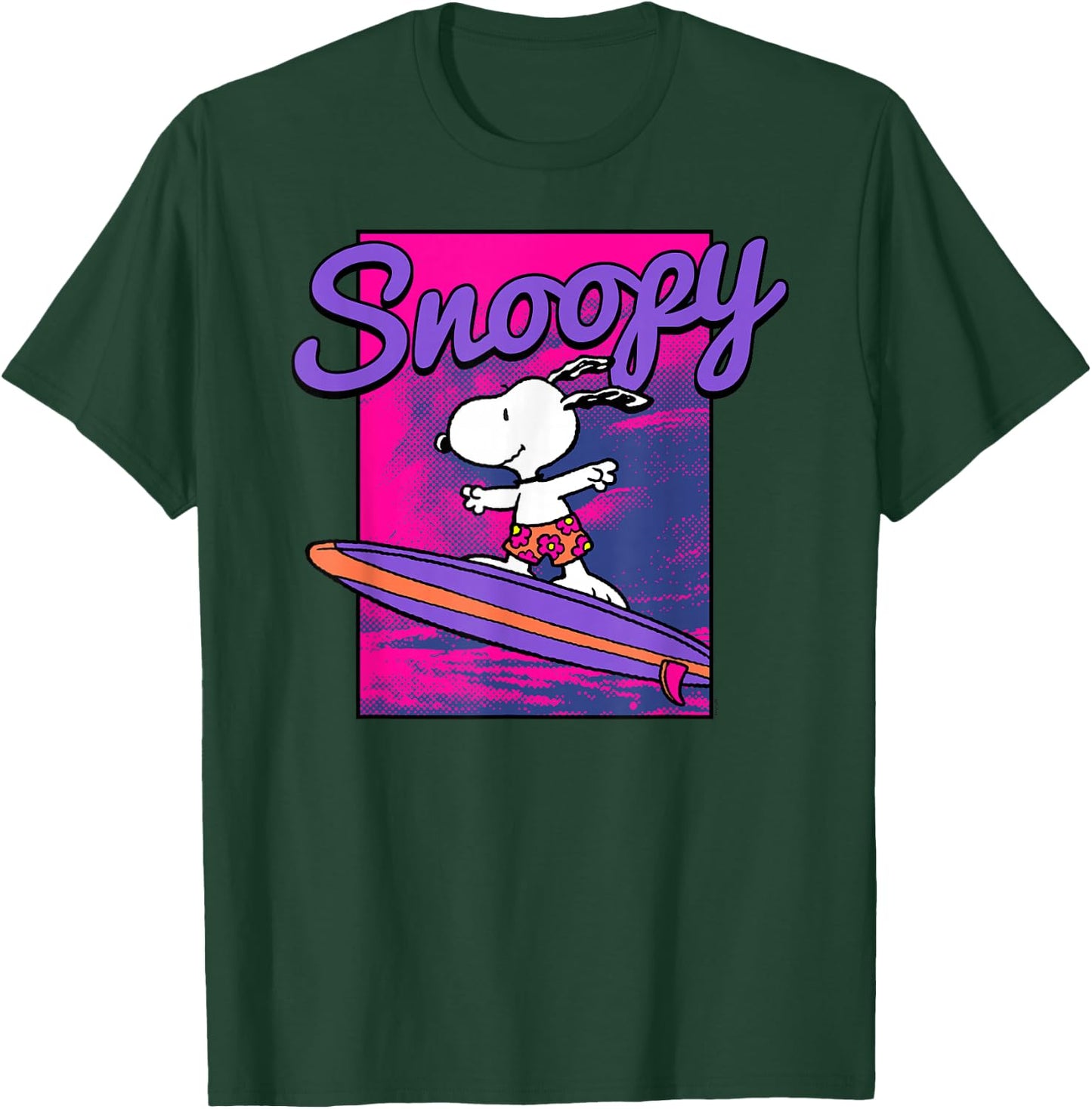 Peanuts Neon Surfing Snoopy T-Shirt - T-Shirt | Forest