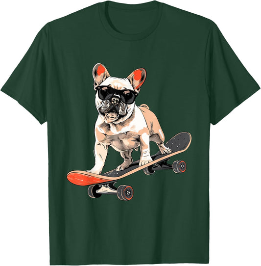 French Bulldog skateboard T-Shirt - T-Shirt | Forest