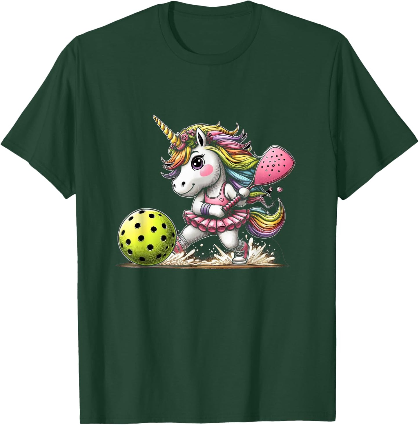 Unicorn Playing Pickleball Fun & Magical Sports T-Shirt - T-Shirt | Forest