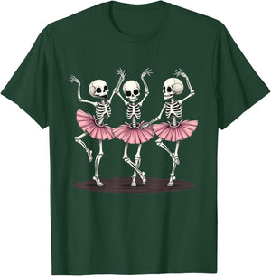 Ballet Dancing Skeleton Ballerinas Halloween Costume Women T-Shirt - T-Shirt | Forest