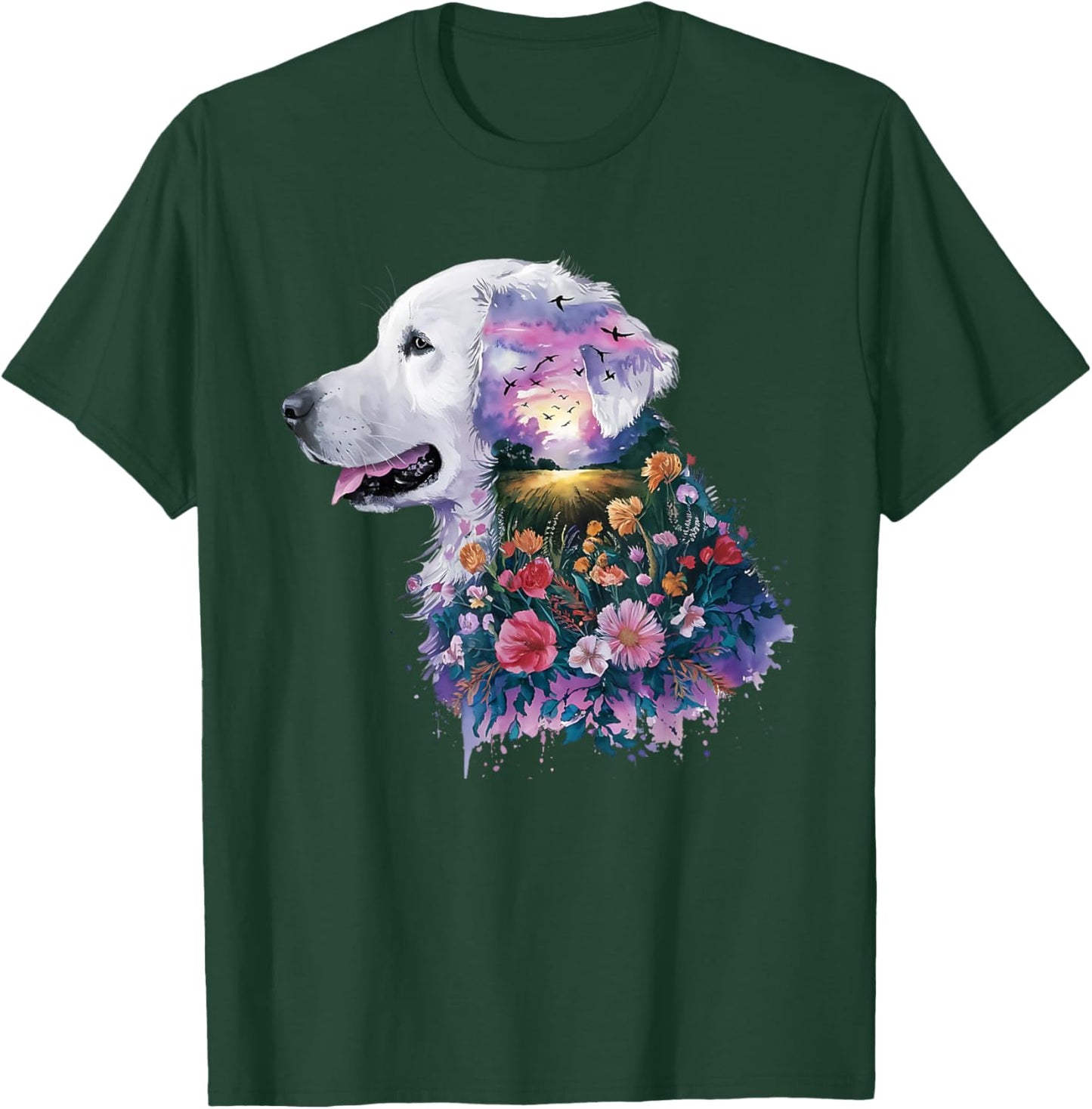 English Cream Golden Retriever Dog Mom Puppy Love Floral Women Kids T-Shirt - T-Shirt | Forest