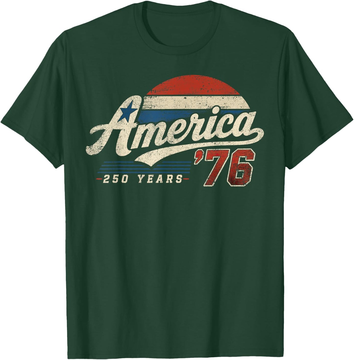 America Retro 250 Years USA 1776 2026 4th of July Men Women T-Shirt - T-Shirt | Forest