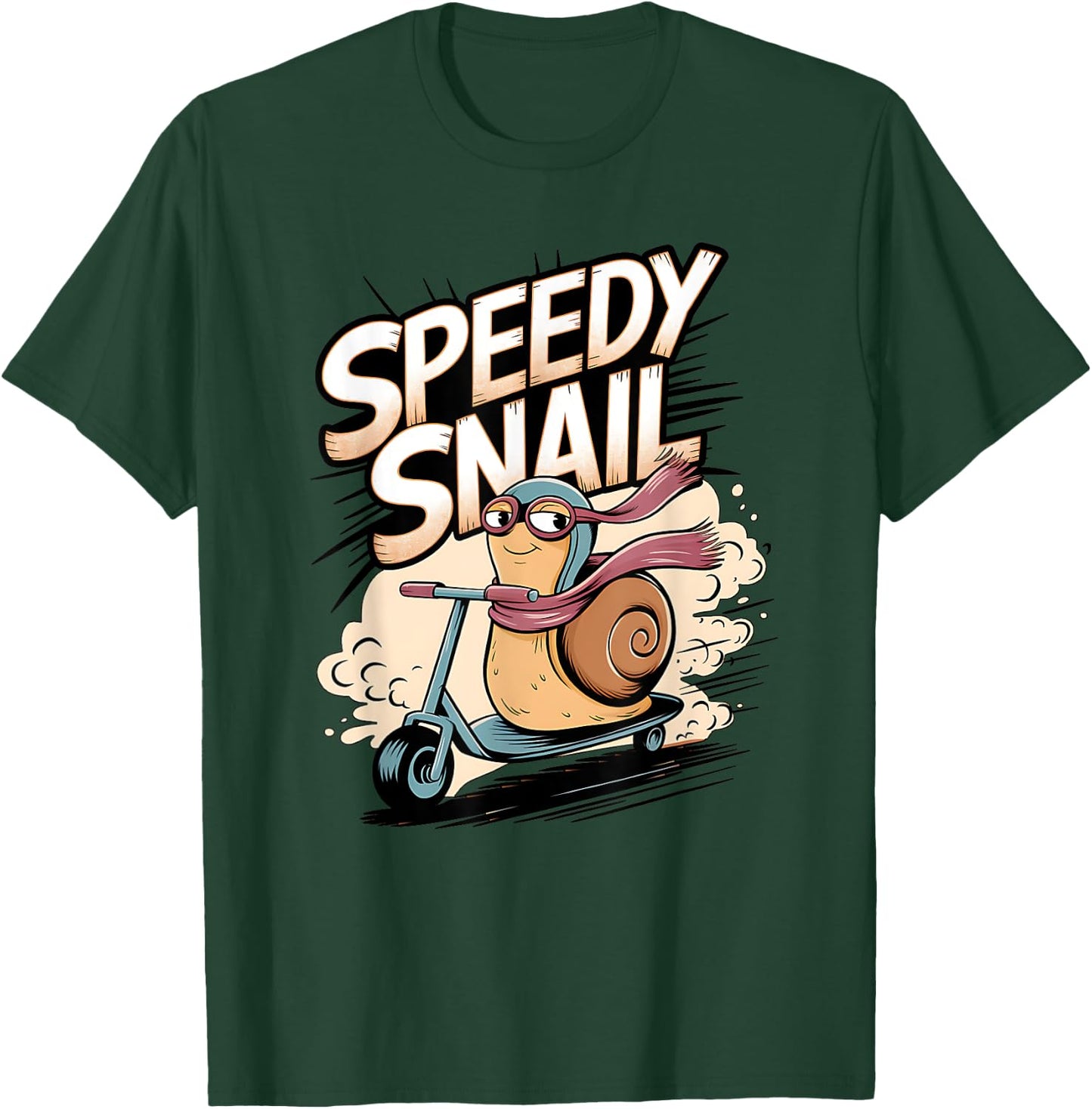 Fast Snail on a Scooter: Speedy Snail Vibes T-Shirt - T-Shirt | Forest