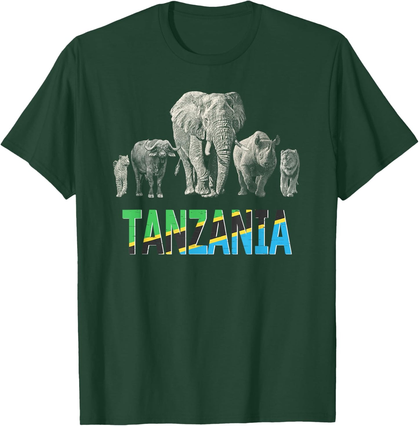 Big 5 Africa Wildlife Design for Tanzania Safari T-Shirt - T-Shirt | Forest