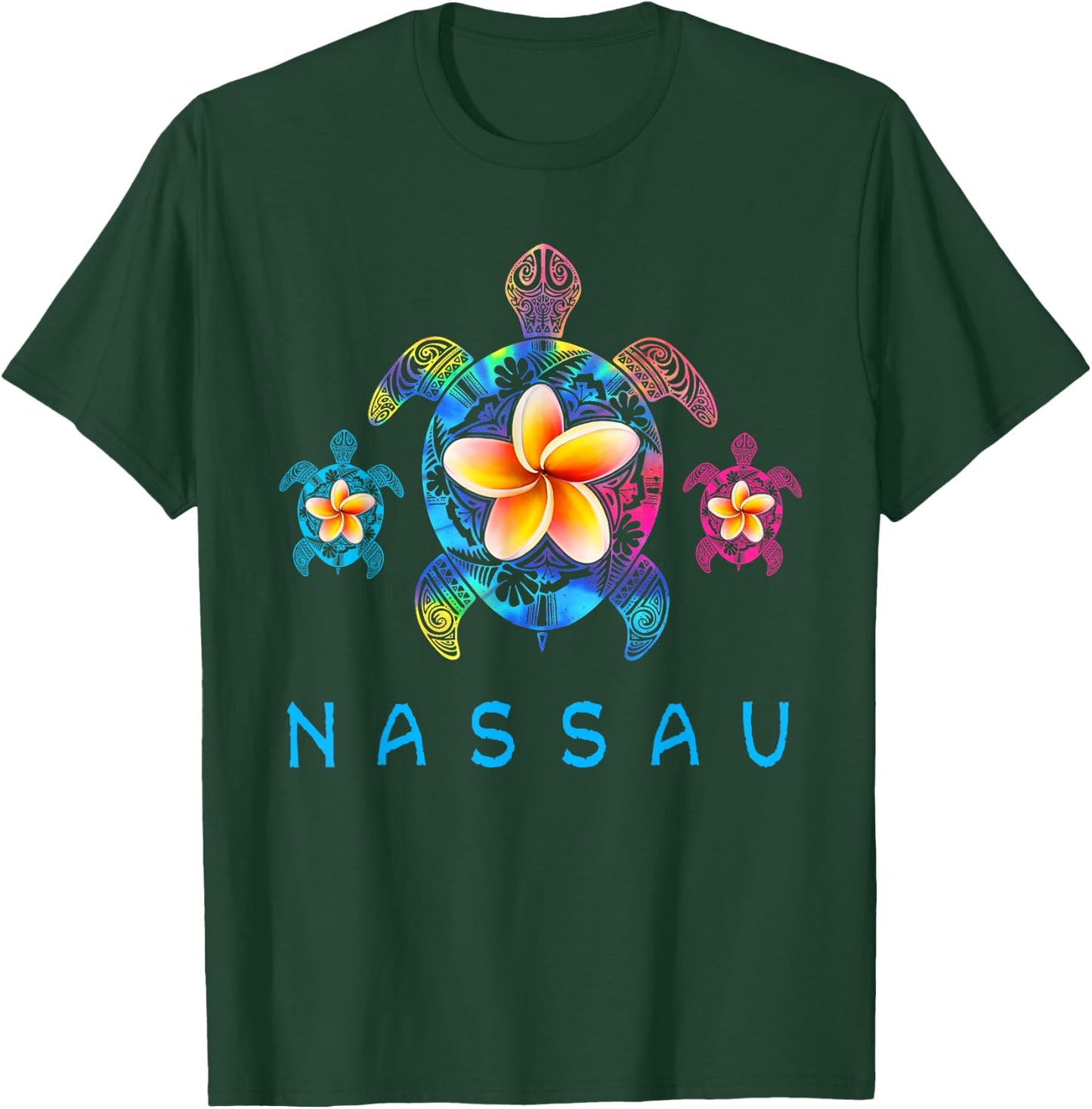 Nassau Bahamas Tribal Tie Dye Sea Turtle T-Shirt - T-Shirt | Forest