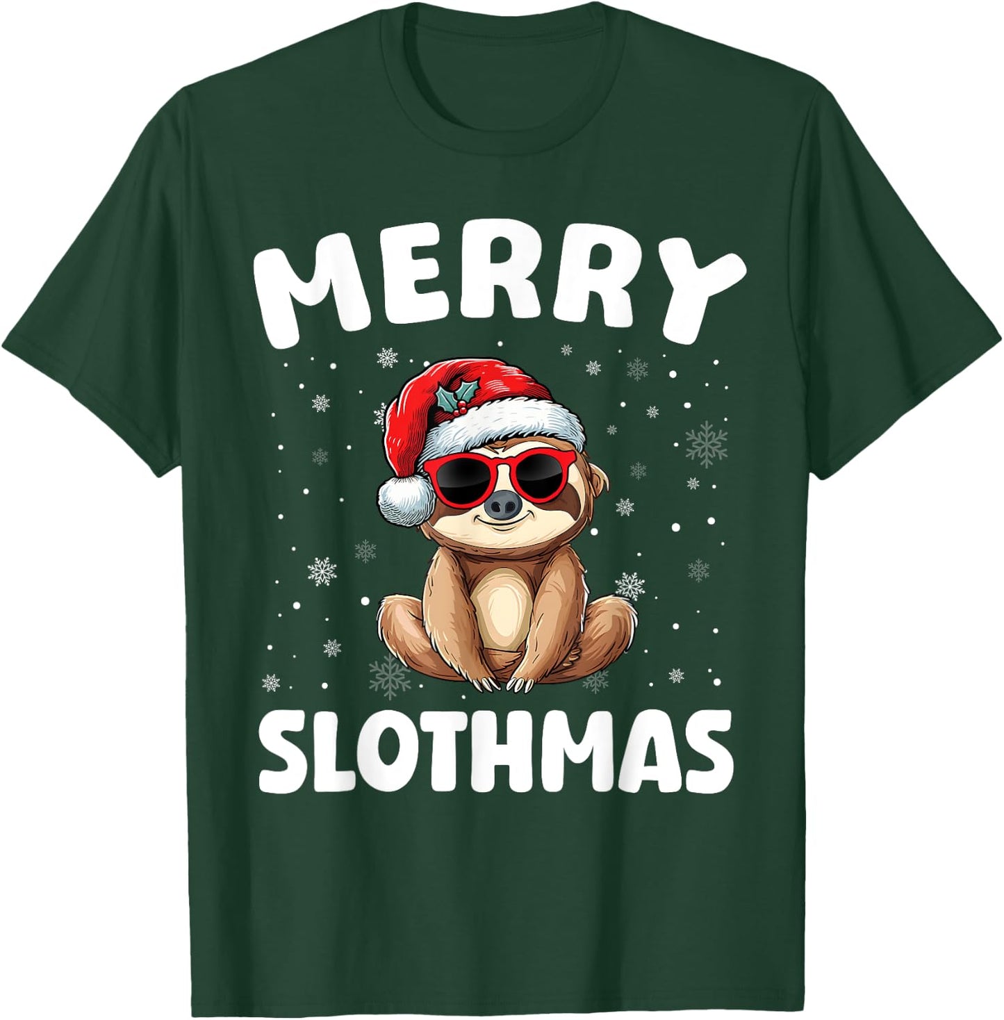 Merry Christmas Sloth Merry Slothmas Funny Boy Girl Kids T-Shirt - T-Shirt | Forest