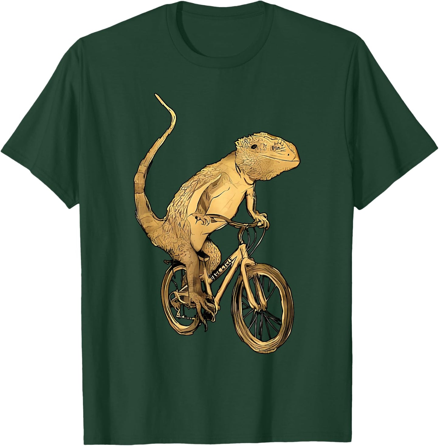 Bearded Dragon Lizard Gecko Pet Reptile On A Bicycle T-Shirt - T-Shirt | Forest