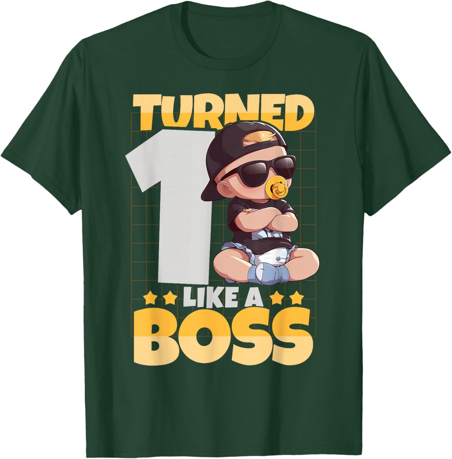 Baby 1st Birthday Boy Girl 1 Year Like a Boss Kids T-Shirt - T-Shirt | Forest