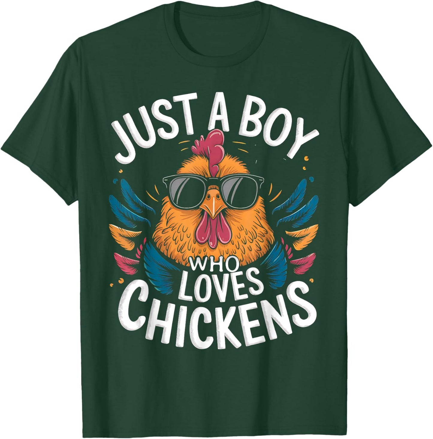Just a Boy Who Loves Chickens Bird Farm Animal Lover Kids T-Shirt - T-Shirt | Forest