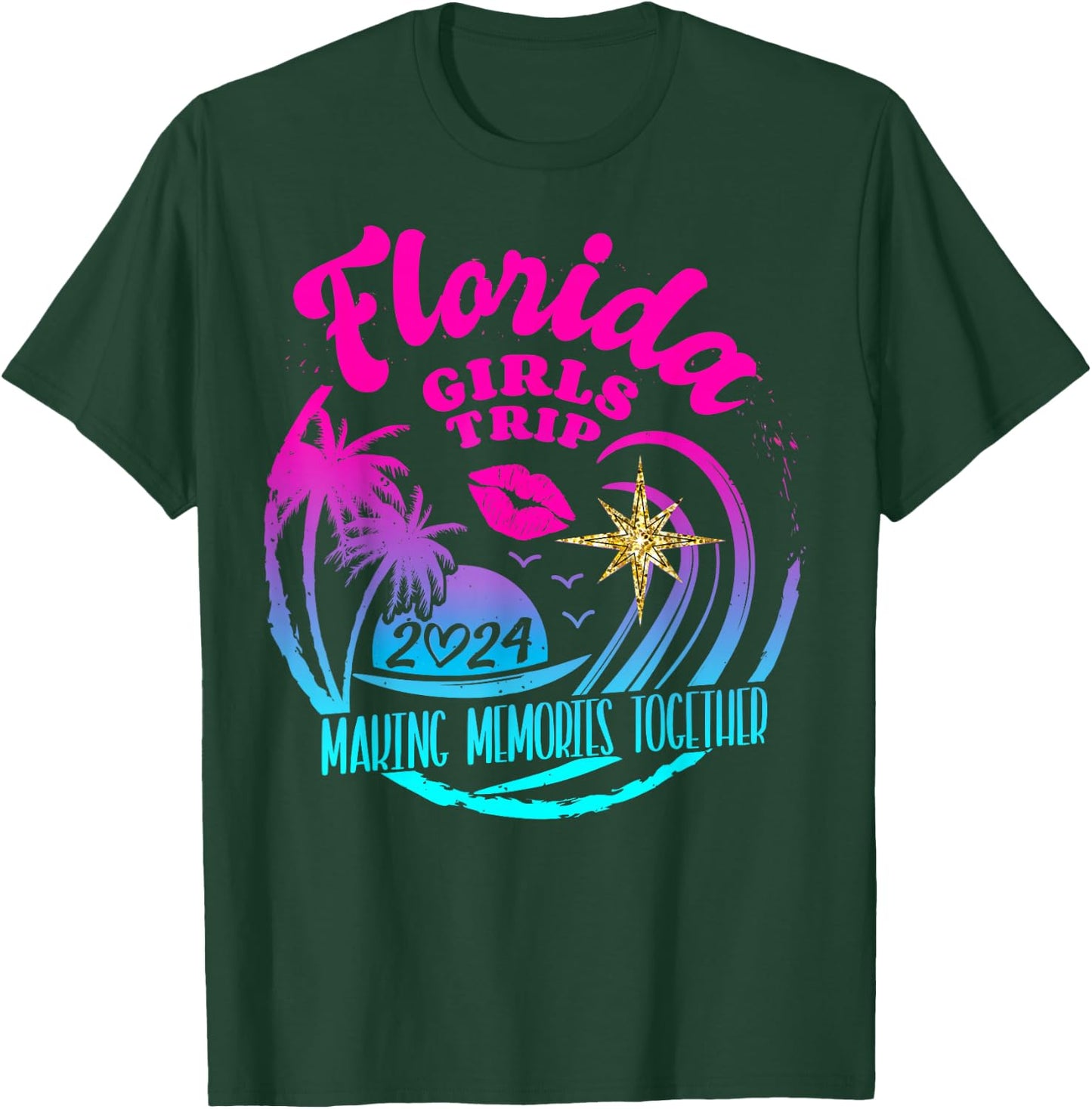 Girls Trip Florida 2024 Beach Weekend Birthday Squad T-Shirt - T-Shirt | Forest