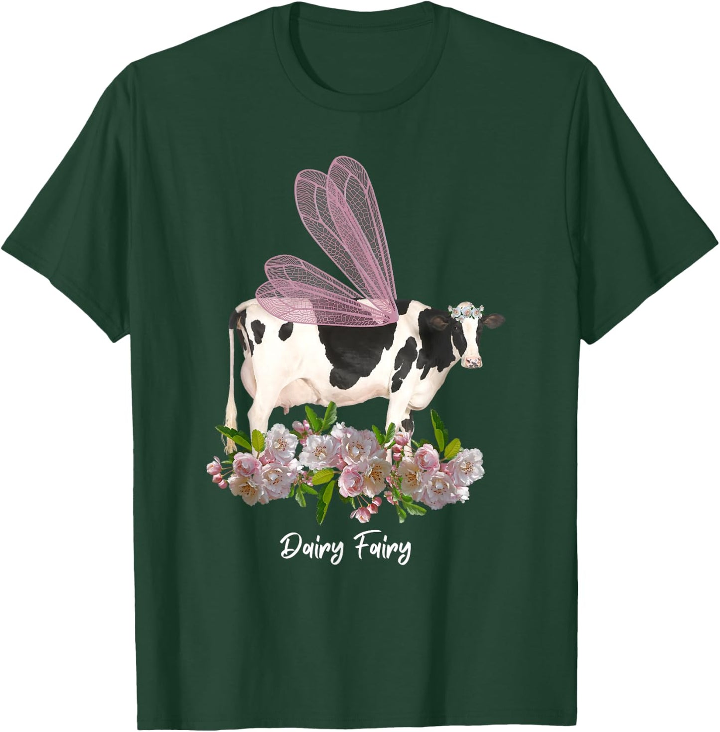 Dairy Fairy Cow Lover Holstein Milk Farmer Farm Cute Floral T-Shirt - T-Shirt | Forest