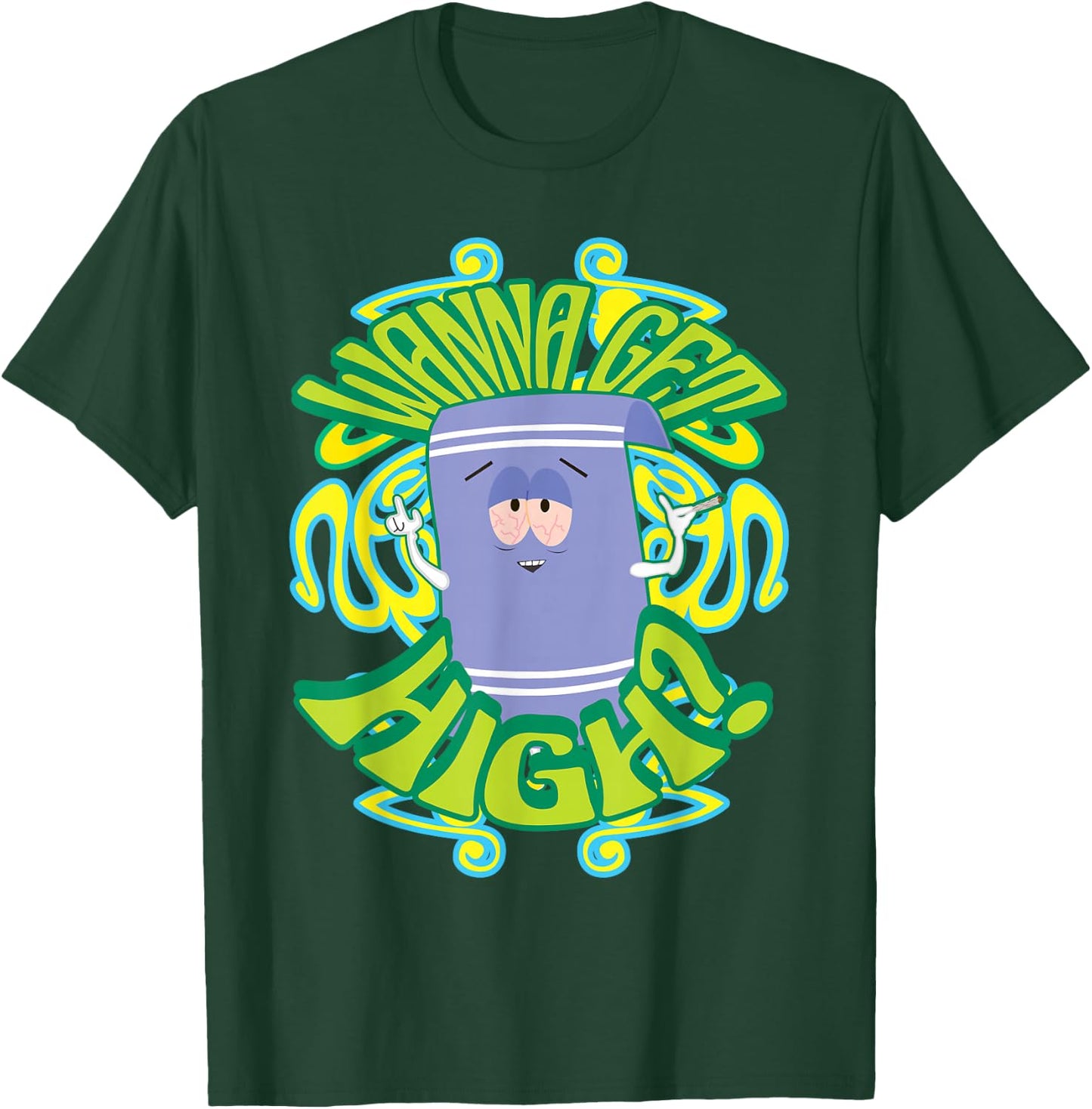 South Park Wanna Get High Towel , Black, S T-Shirt - T-Shirt | Forest