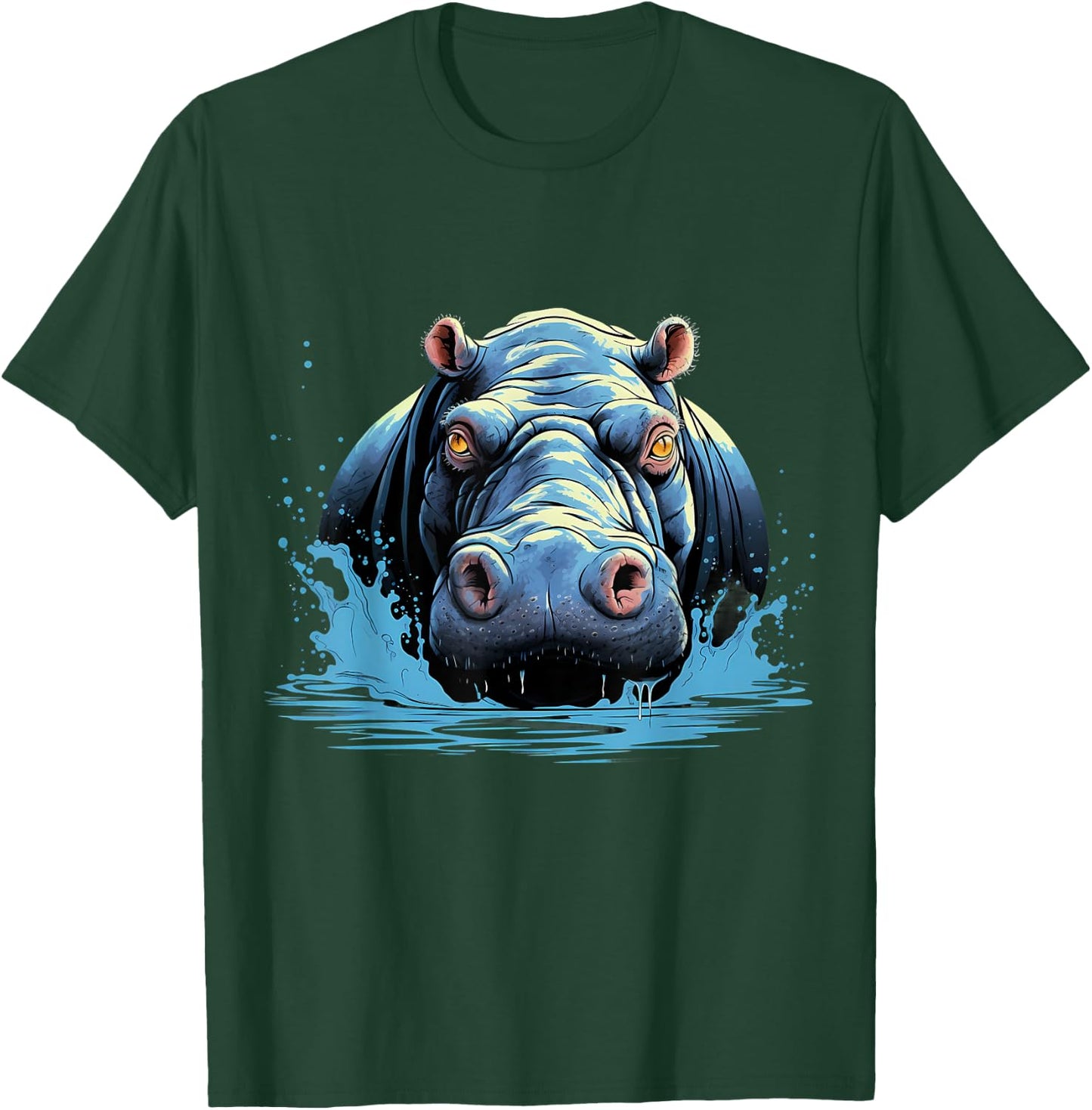 Hippo Portrait Hippopotamus Motif Artwork Wildlife Safari T-Shirt - T-Shirt | Forest