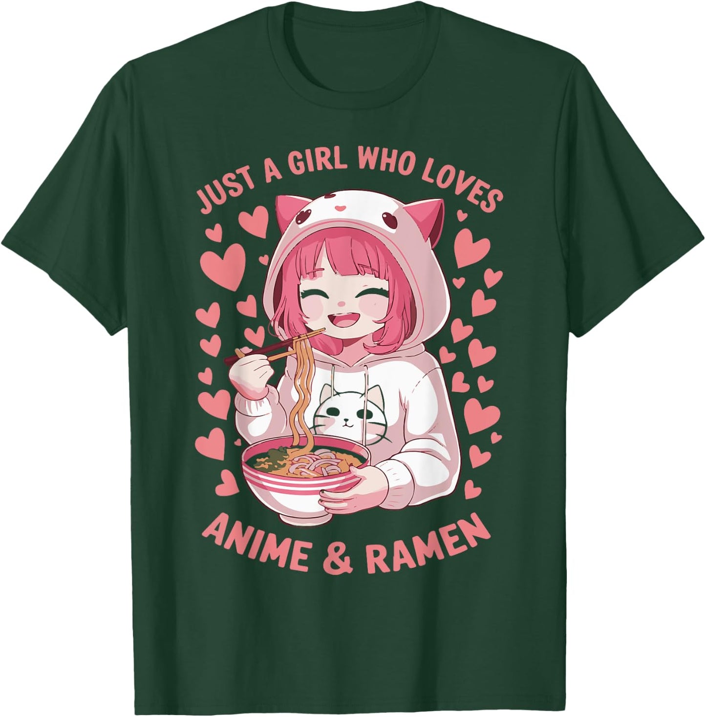 Just A Girl Who Loves Anime Ramen Japonais Aliments japonais T-Shirt - T-Shirt | Forest