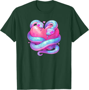Kawaii Pastel Goth Creepy Cute Witchy Snakes & Pink Heart T-Shirt - T-Shirt | Forest