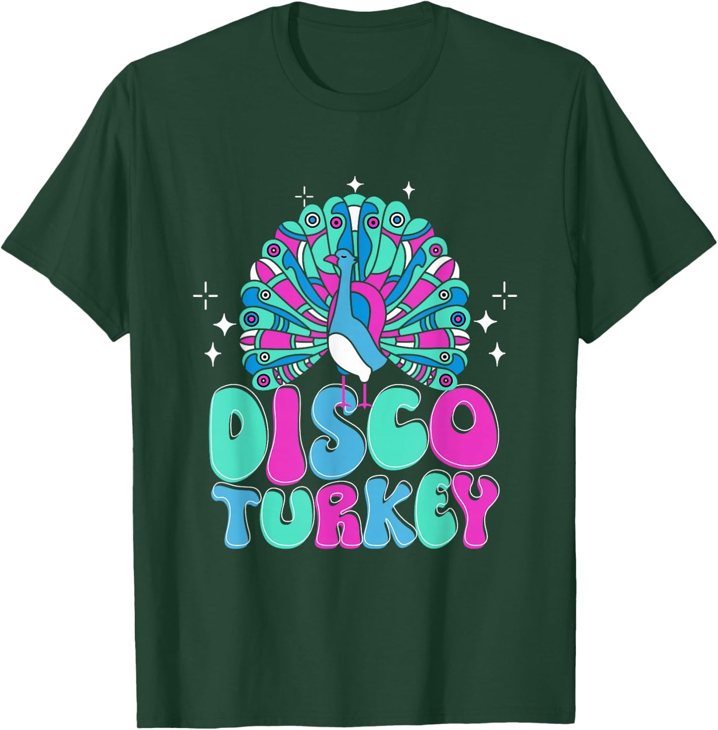 Peacock Disco Turkey Ornithologist Bird Lover Zookeeper T-Shirt - T-Shirt | Forest