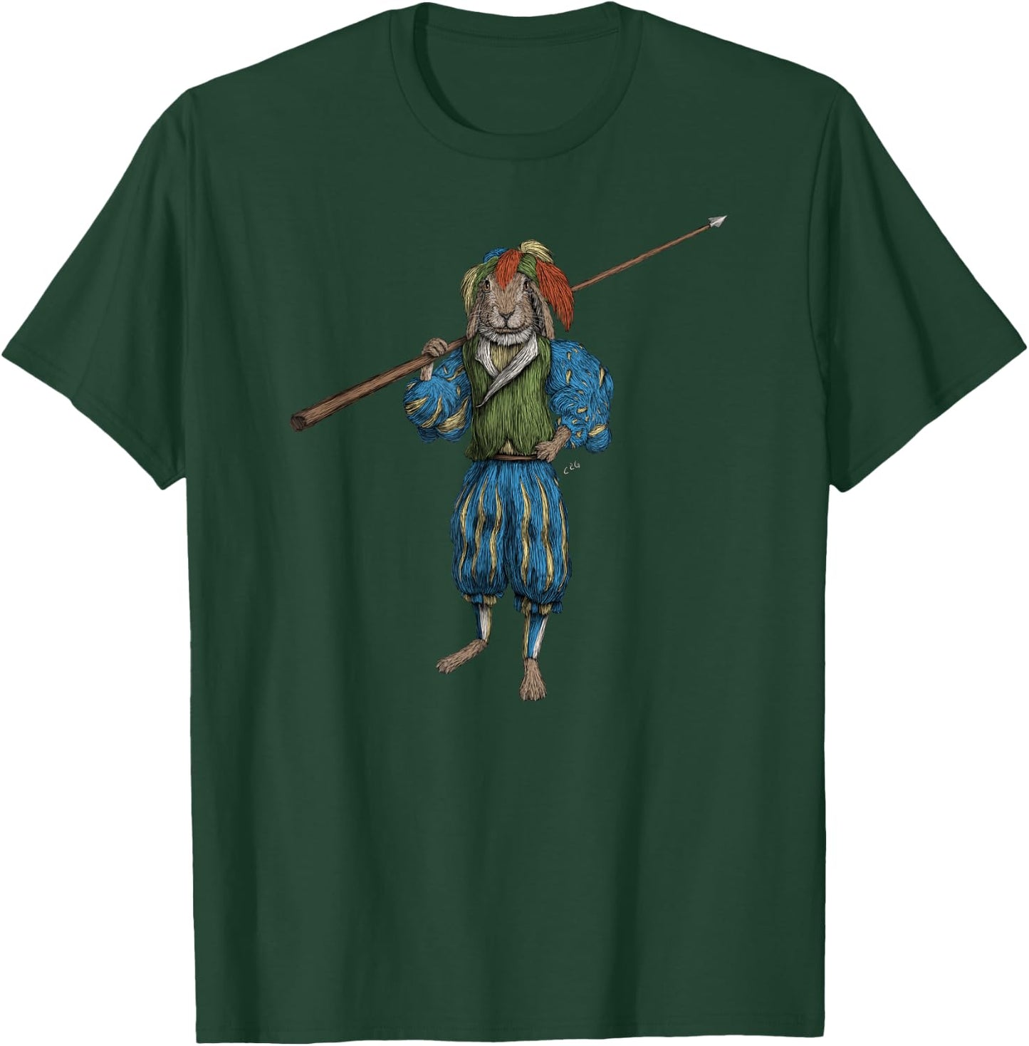 German Landsknecht Hare Renaissance Rabbit HEMA Martial Arts T-Shirt - T-Shirt | Forest