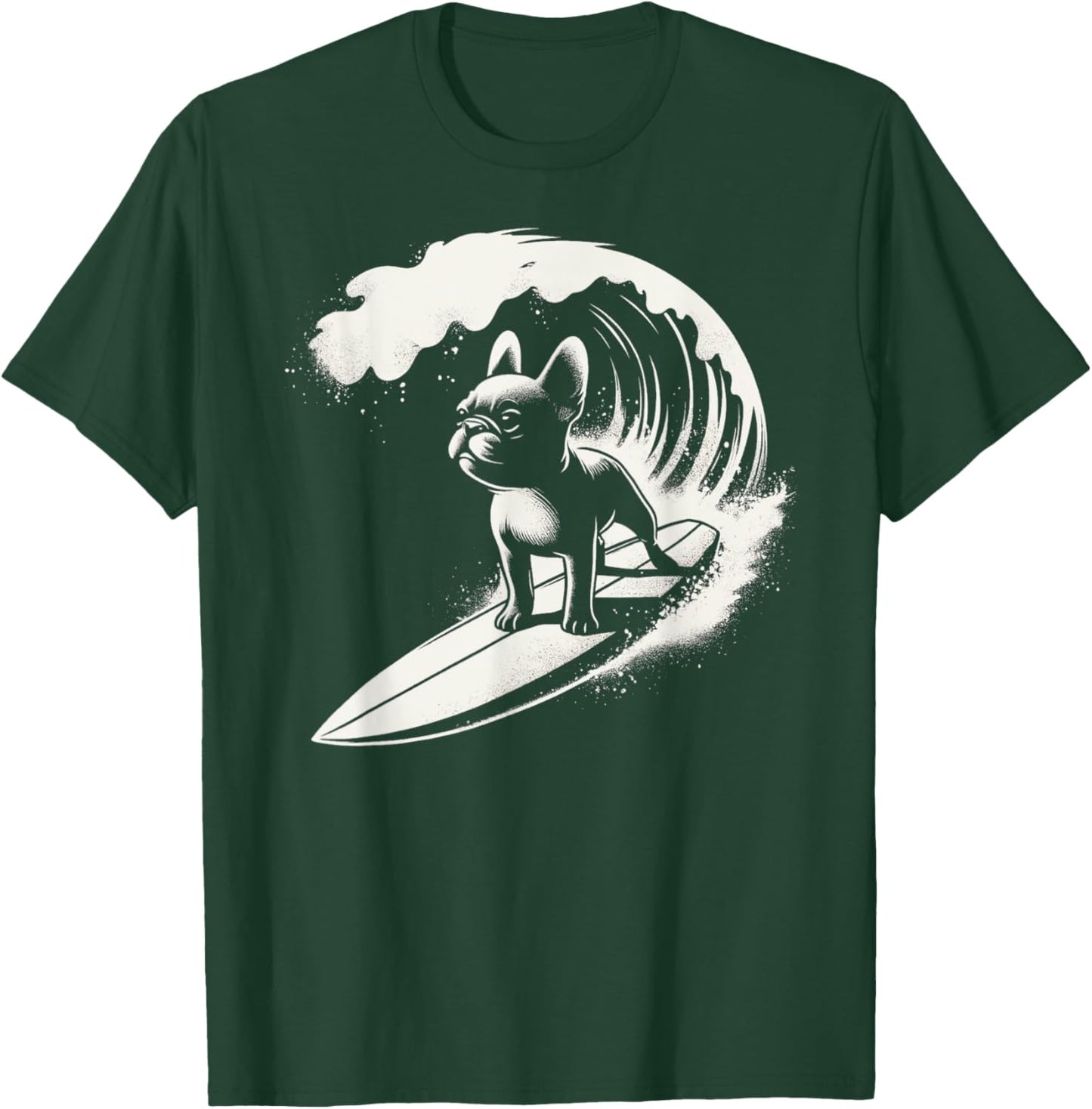 French Bulldog Surfing Ocean Wave Men Women Girls Kids T-Shirt - T-Shirt | Forest