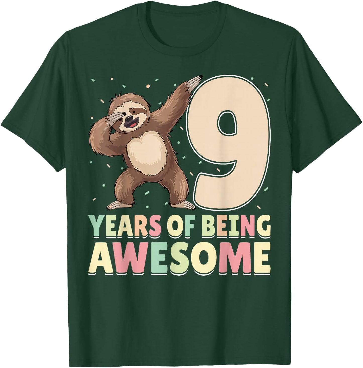 9 Years Of Being Awesome Dabbing Sloth 9th Birthday T-Shirt - T-Shirt | Forest