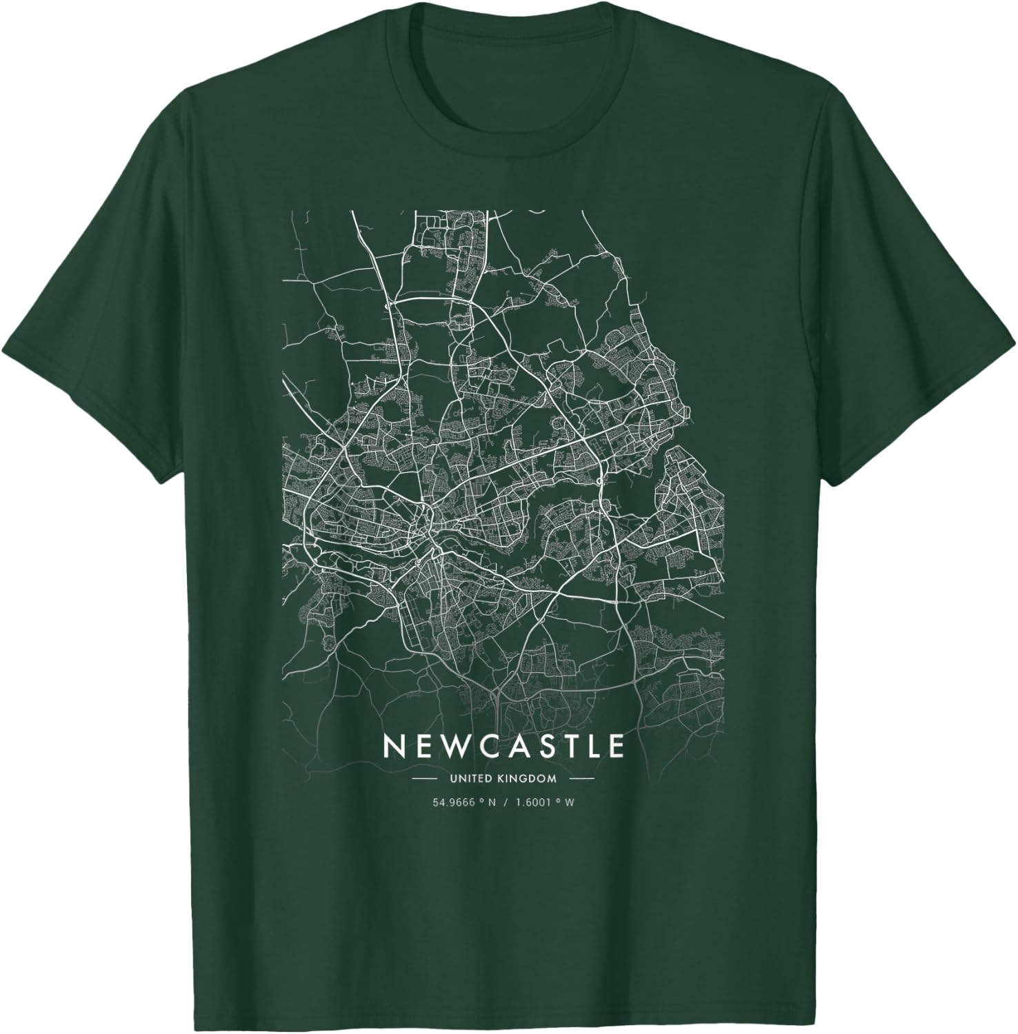 Newcastle United Kingdom Funny City Coordinates Skyline T-Shirt - T-Shirt | Forest