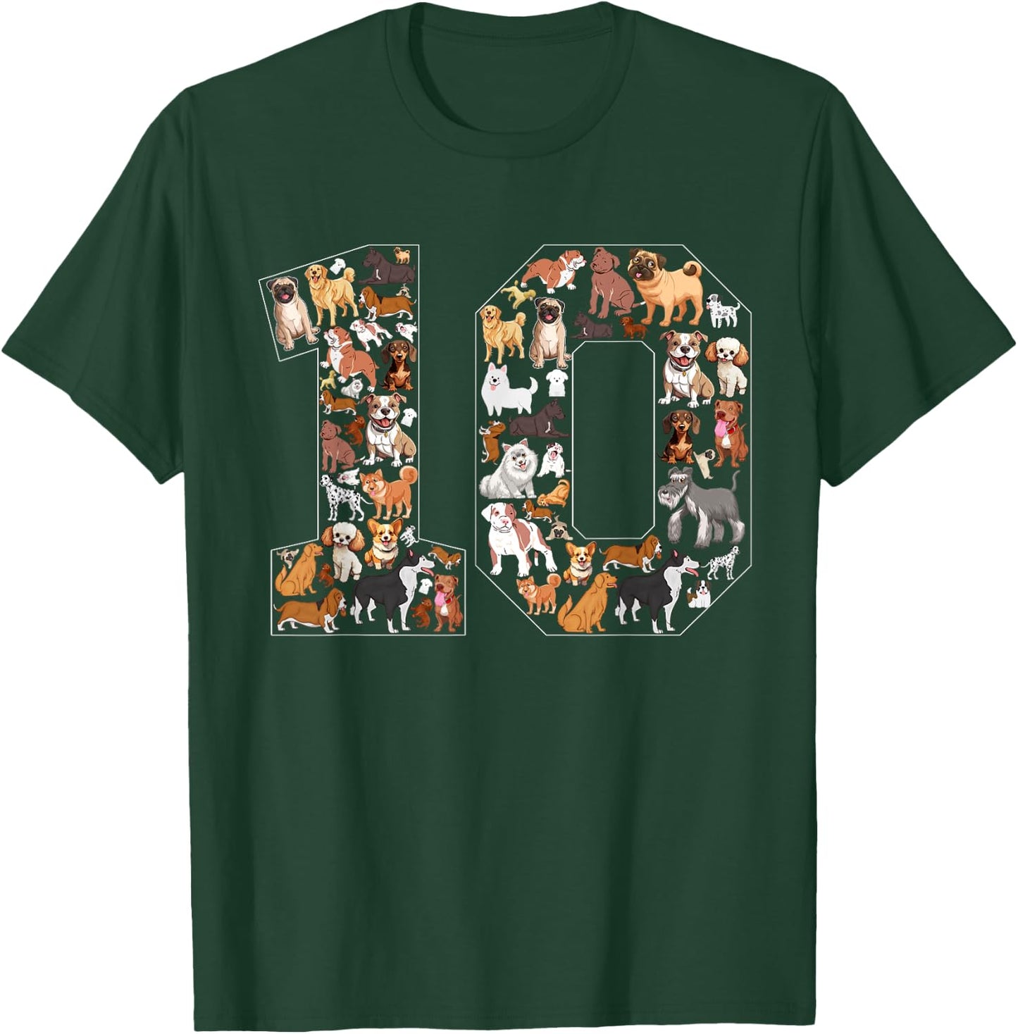 10th Birthday Dog Lovers 10 Year Old Boys Girls Party T-Shirt - T-Shirt | Forest