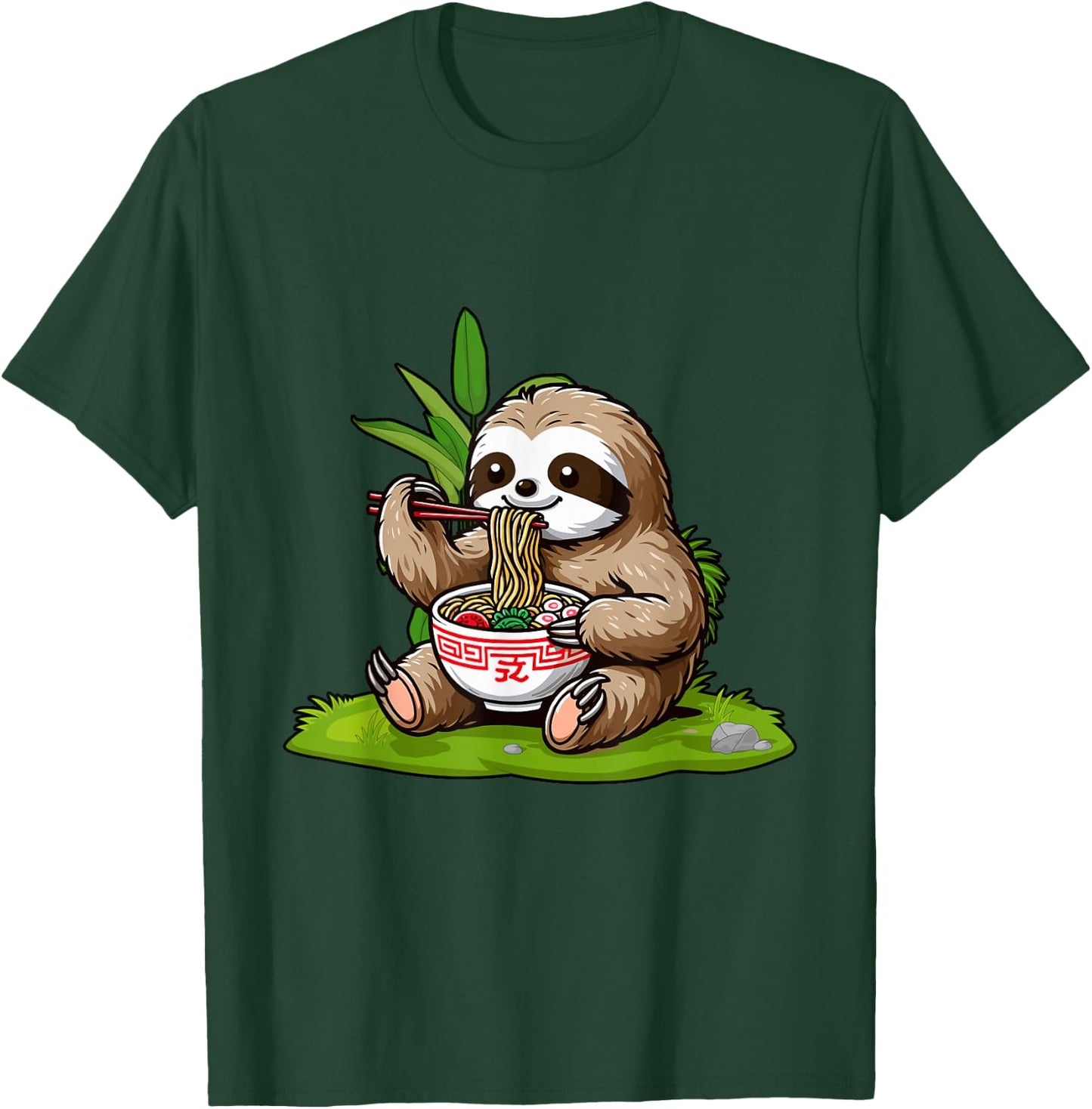 Sloth Eating Ramen Noodles Eater Ramen Food Lovers T-Shirt - T-Shirt | Forest