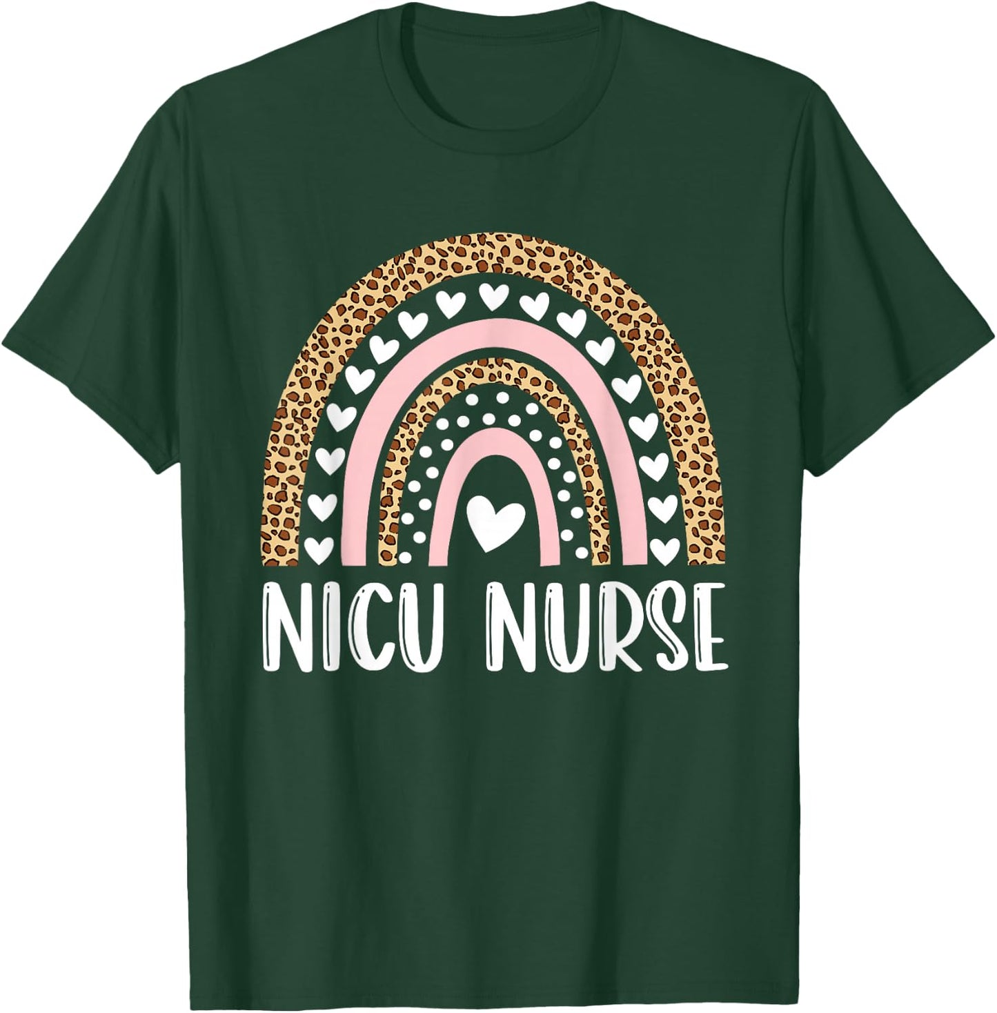 NICU Nurse ICU Neonatal Rainbow Leopard Team Tiny Humans T-Shirt - T-Shirt | Forest