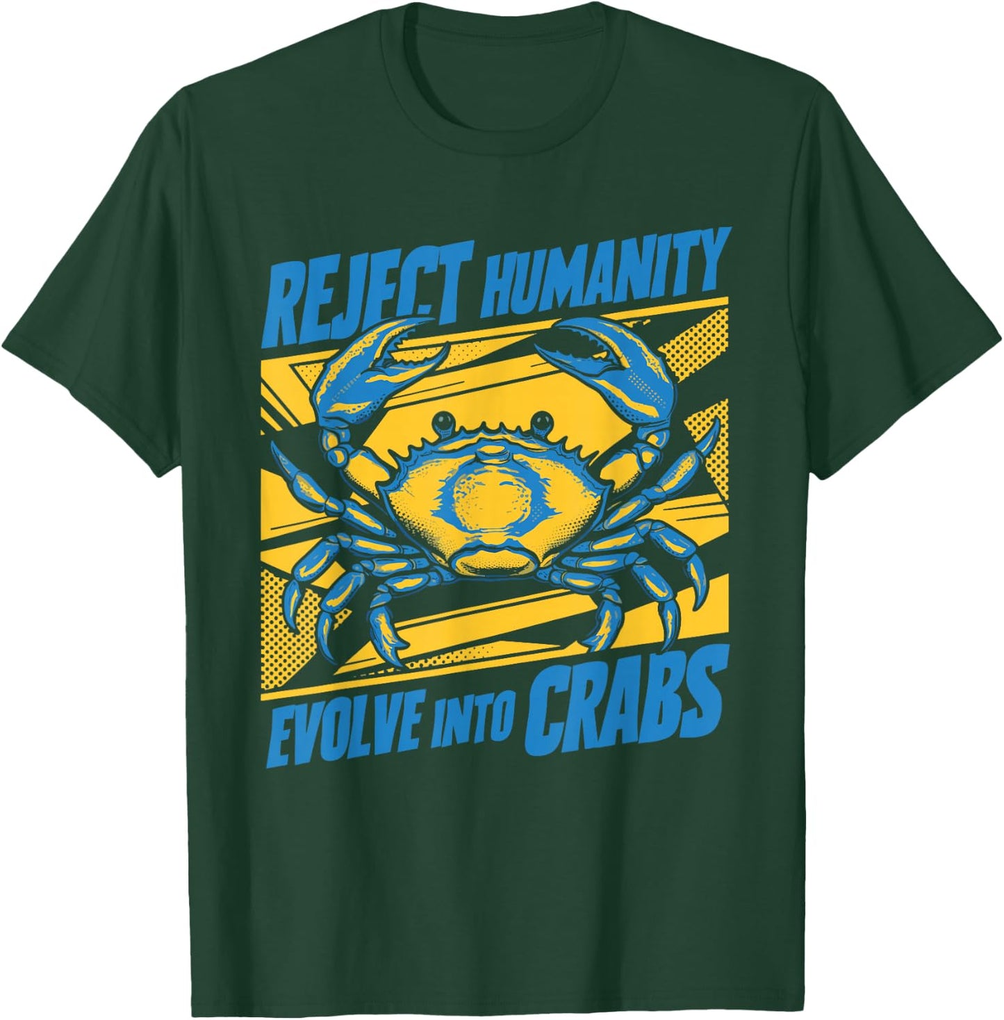 Crab Meme Funny Oddly Specific Meme Reject Humanity Evolve Into Crabs Black -Adults Small Classic Fit Short Sleeve Cotton Blend T-Shirt - T-Shirt | Forest