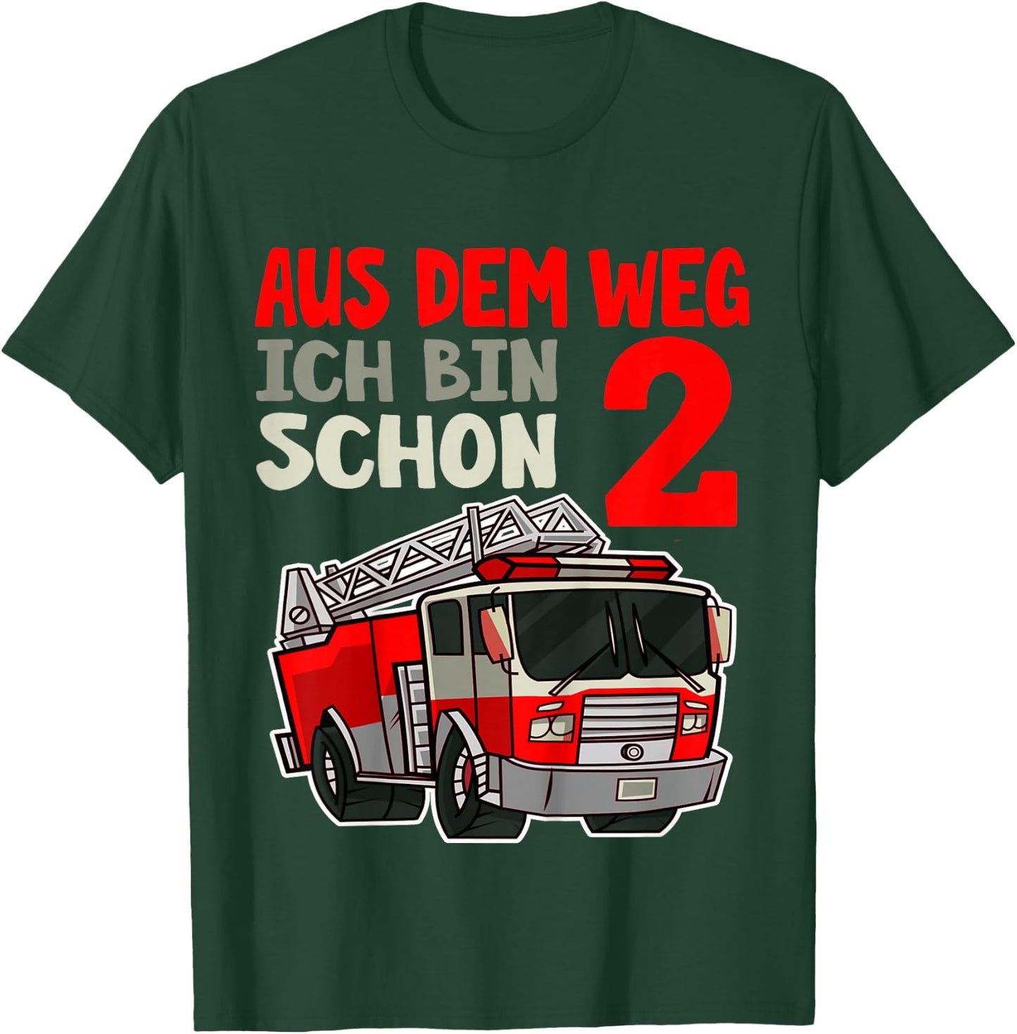 Kinder 2. Geburtstag 2 Jahre Alt Feuerwehrauto Ich Bin 2 Feuerwehr T-Shirt - T-Shirt | Forest