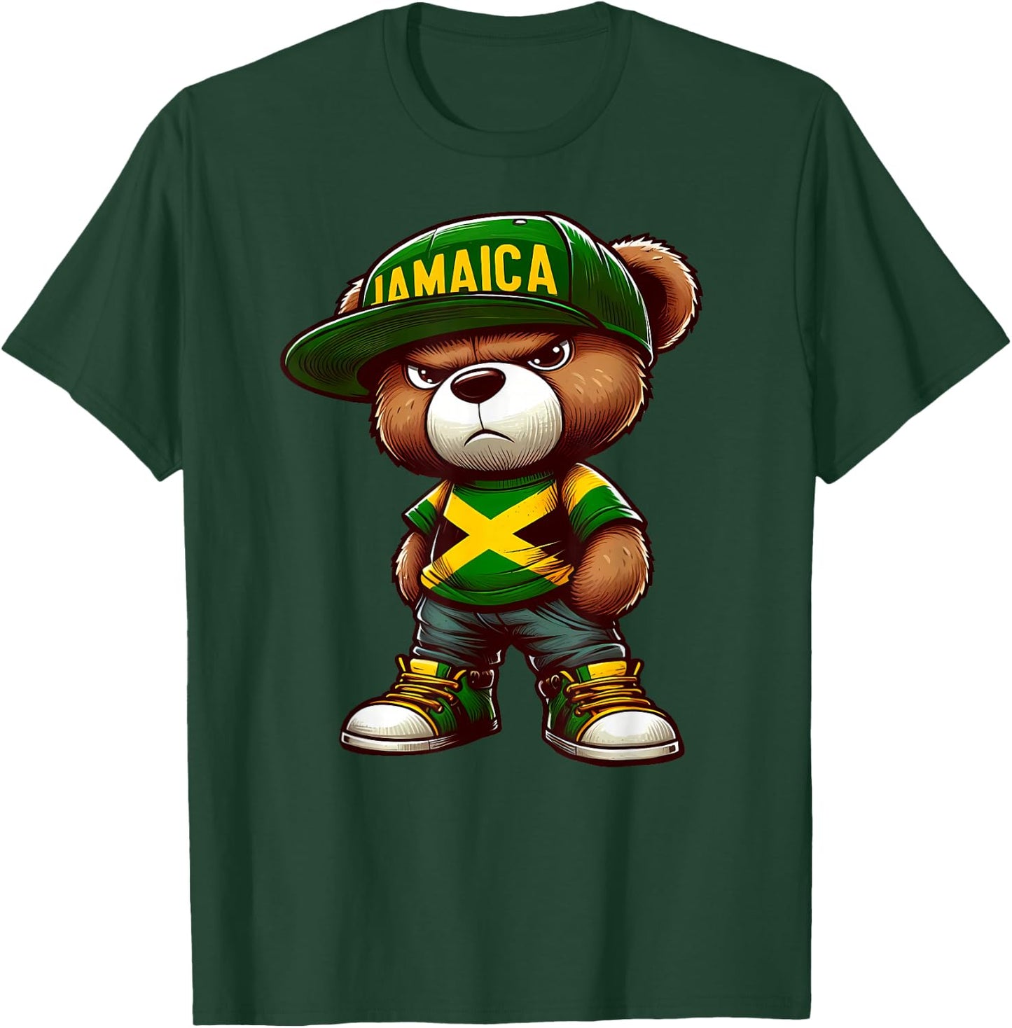 Teddy Bear Jamaica Flag Jamaican Clothing Men & Women T-Shirt - T-Shirt | Forest