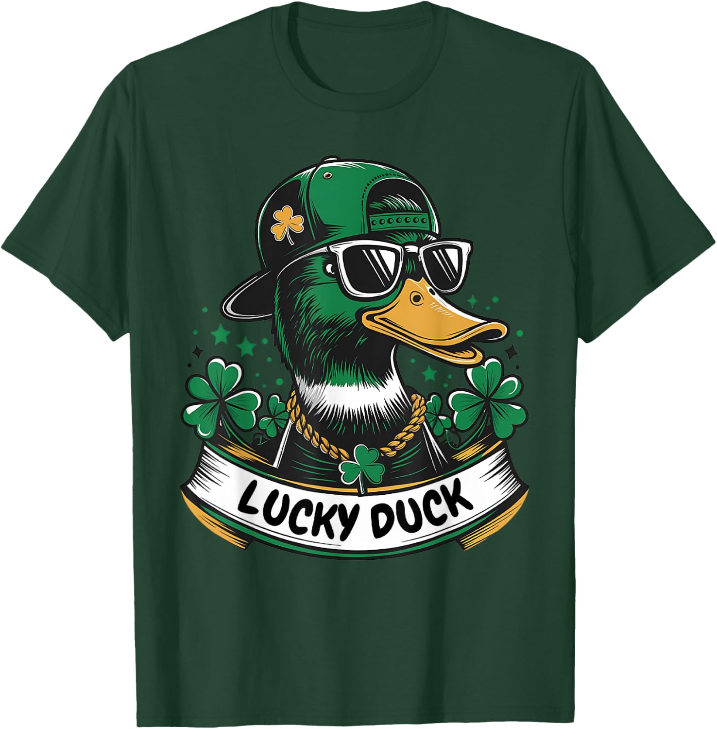 Lucky Funny Duck Shamrock St Patricks Day Ducks Lovers Irish T-Shirt - T-Shirt | Forest