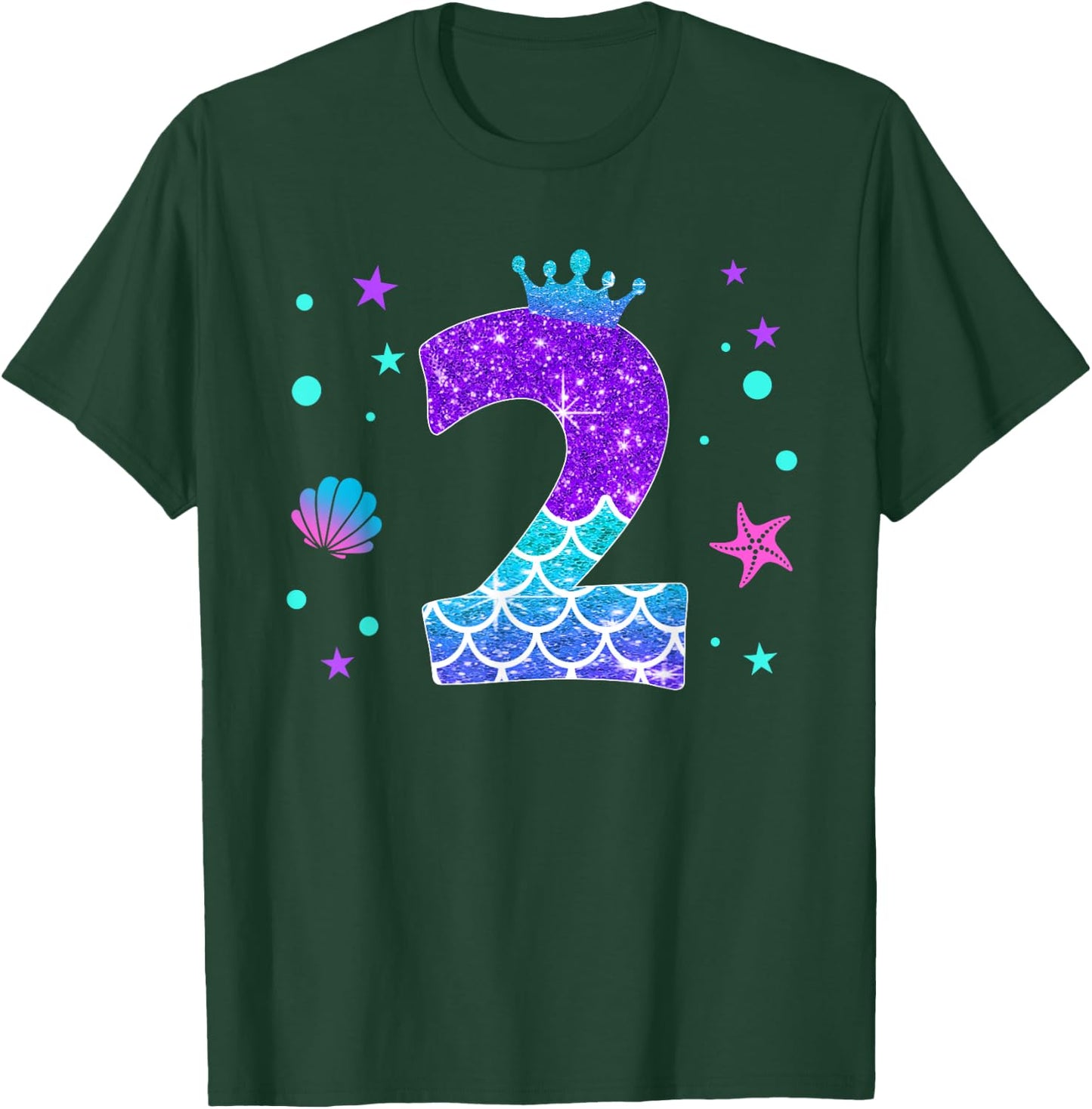 2nd Birthday Girl Mermaid For 2 Years Old Girls T-Shirt - T-Shirt | Forest