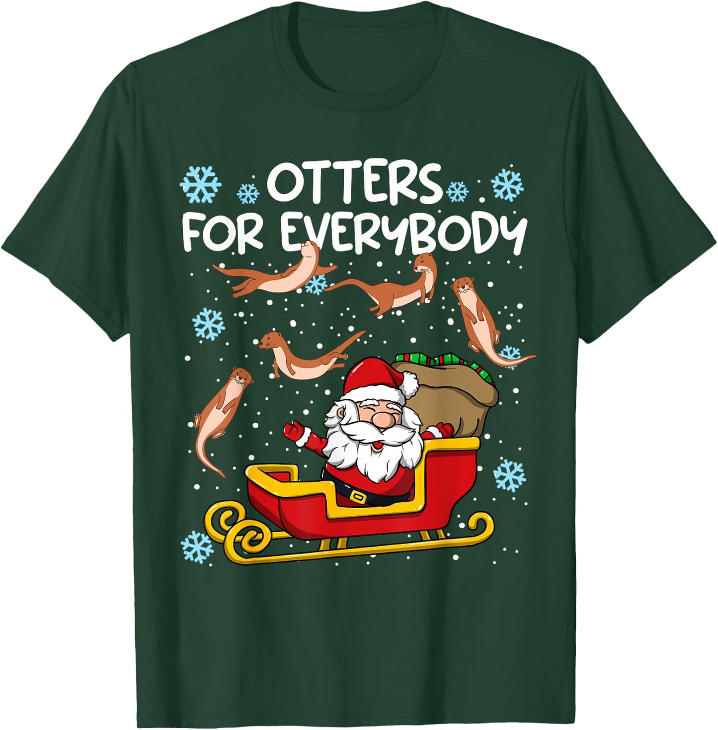 Otters for Everybody Santa Funny Christmas Otter T-Shirt - T-Shirt | Forest