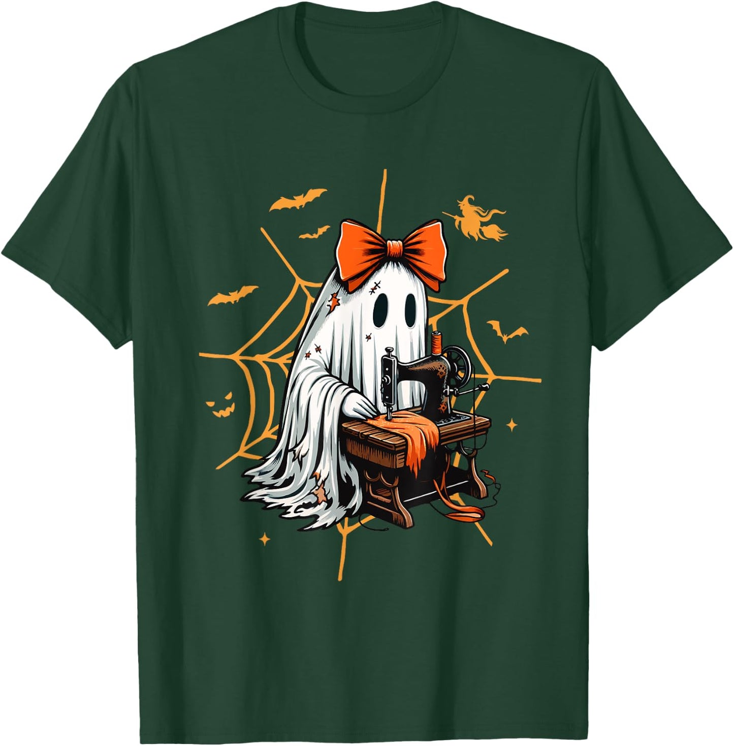 Cute Ghost Quilter Sewing Halloween Scary Costume Retro T-Shirt - T-Shirt | Forest