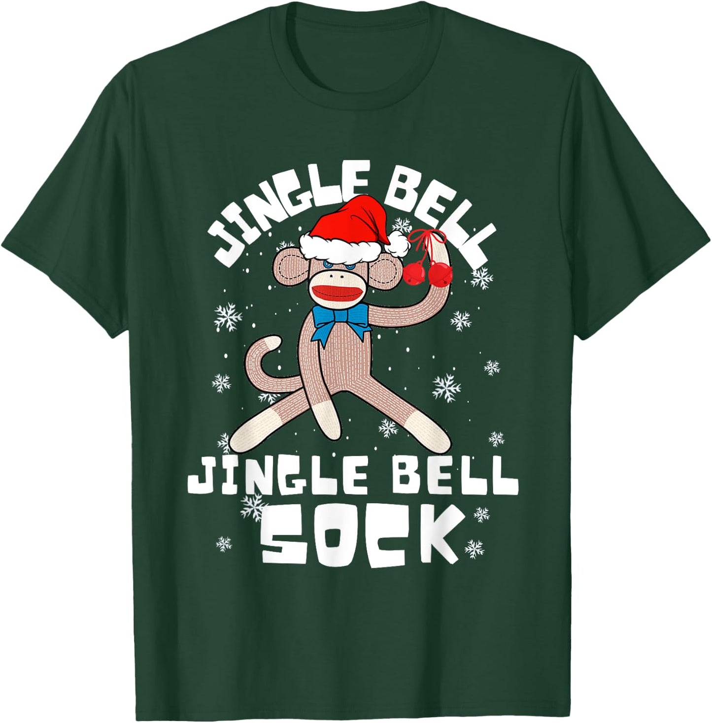 Jingle Bell Jingle Bell Sock Funny Sock Monkey Christmas T-Shirt - T-Shirt | Forest