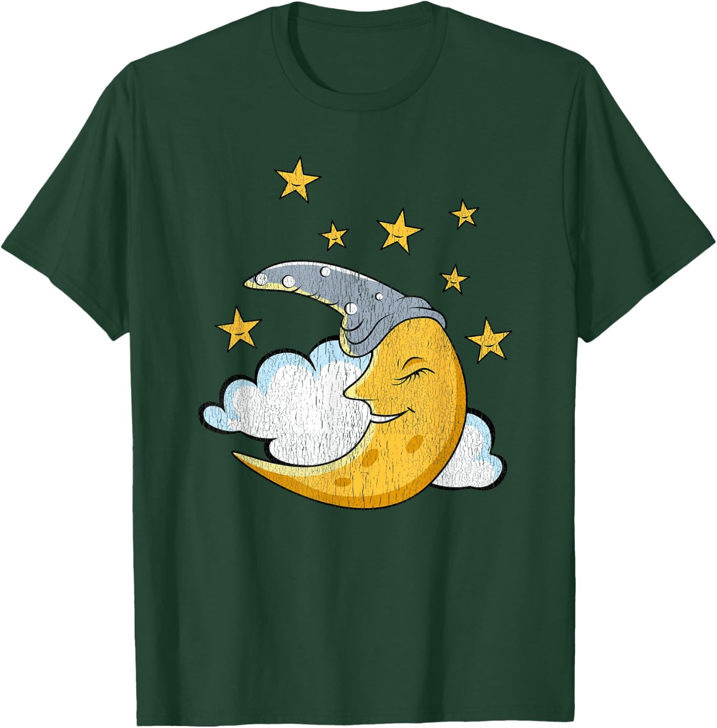 Funny Sleepy Moon Stars Cloud Pjs pajamas Sleeping Gift T-Shirt - T-Shirt | Forest