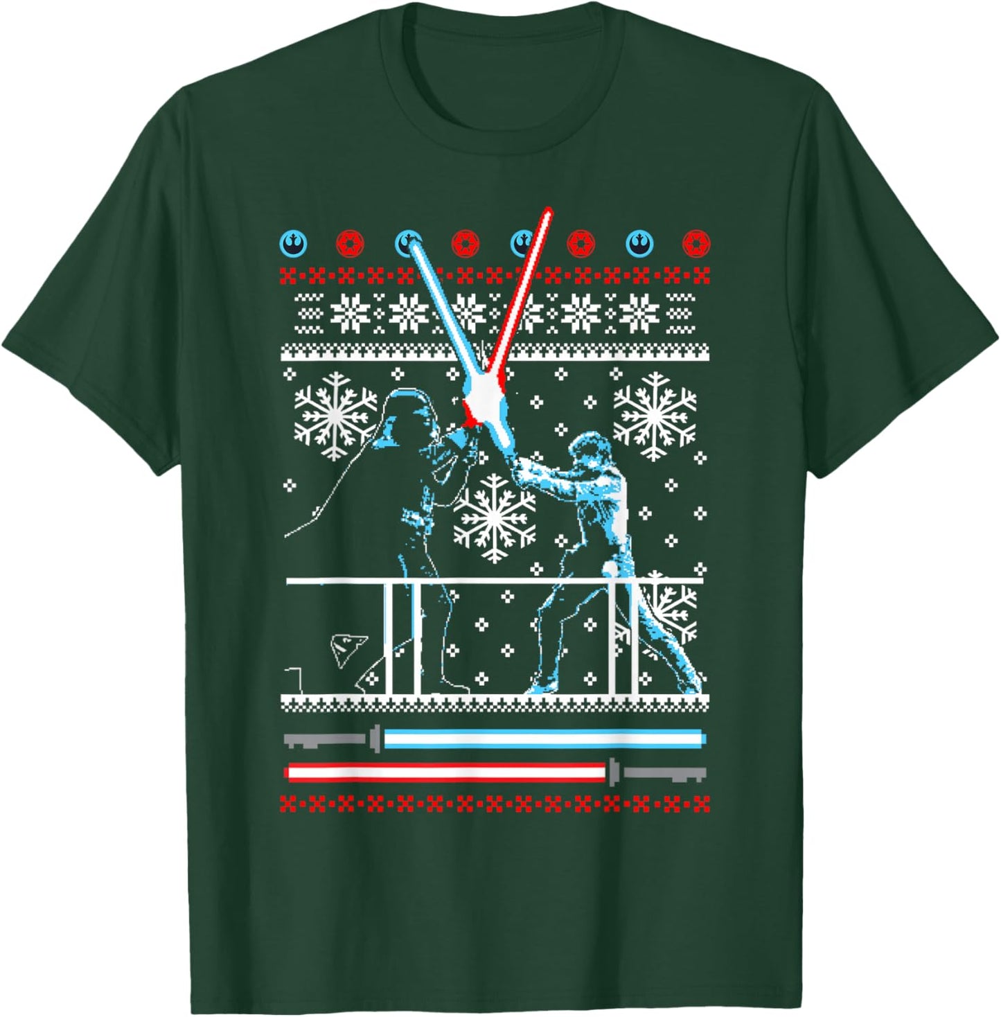 Star Wars Vader Luke Duel Christmas Sweater Graphic T-Shirt - T-Shirt | Forest