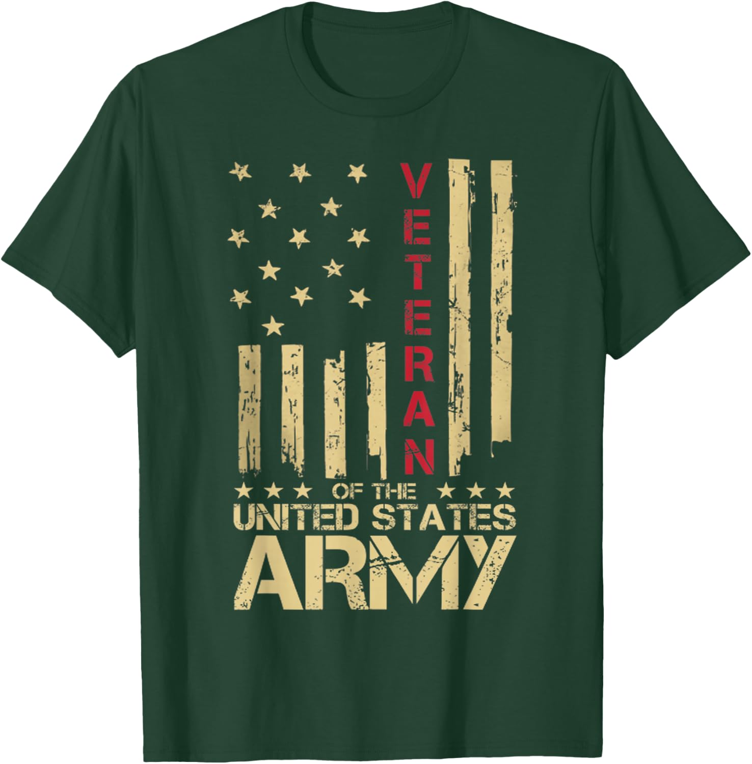 Patriotic U.S Army Veteran Red Line American Flag Vintage Small T-Shirt - T-Shirt | Forest