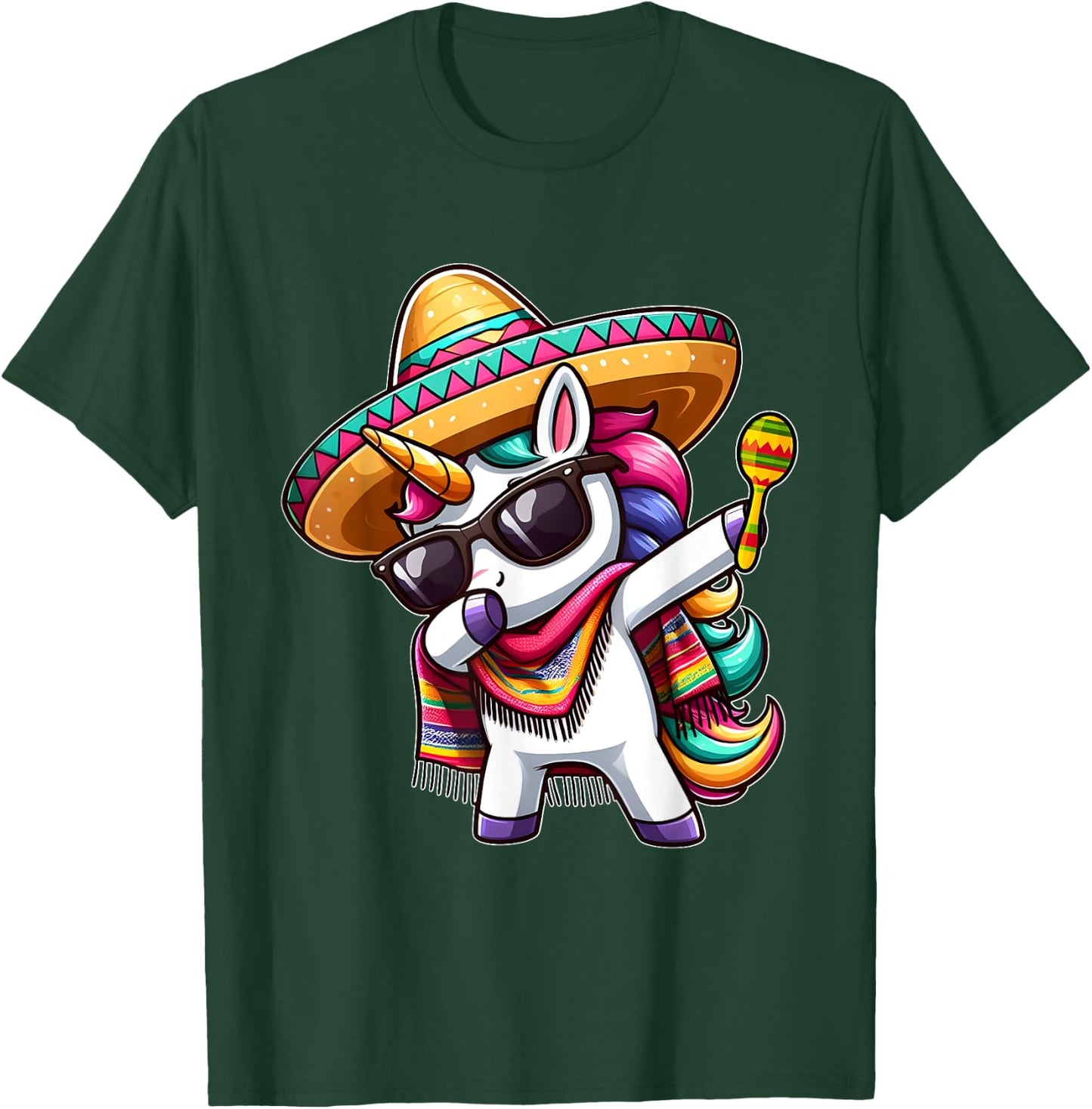 Cinco de Mayo Dabbing Unicorn Funny Mexican Dab Girl Kids T-Shirt - T-Shirt | Forest