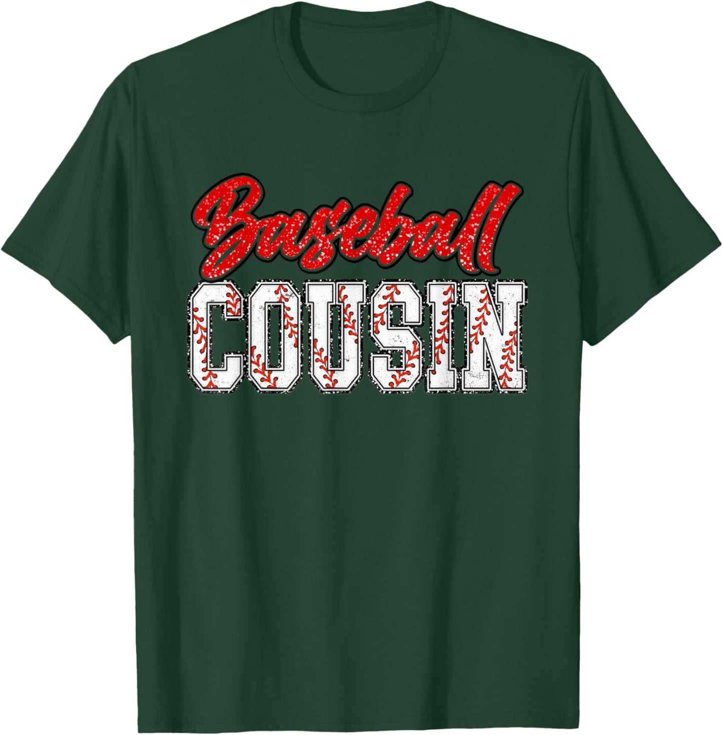 Baseball Cousin Retro Groovy Loud Proud Sport Game Matching T-Shirt - T-Shirt | Forest