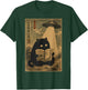 Vintage Japanese Cat Reading Book UFO Alien Abduction Cat T-Shirt - T-Shirt | Forest