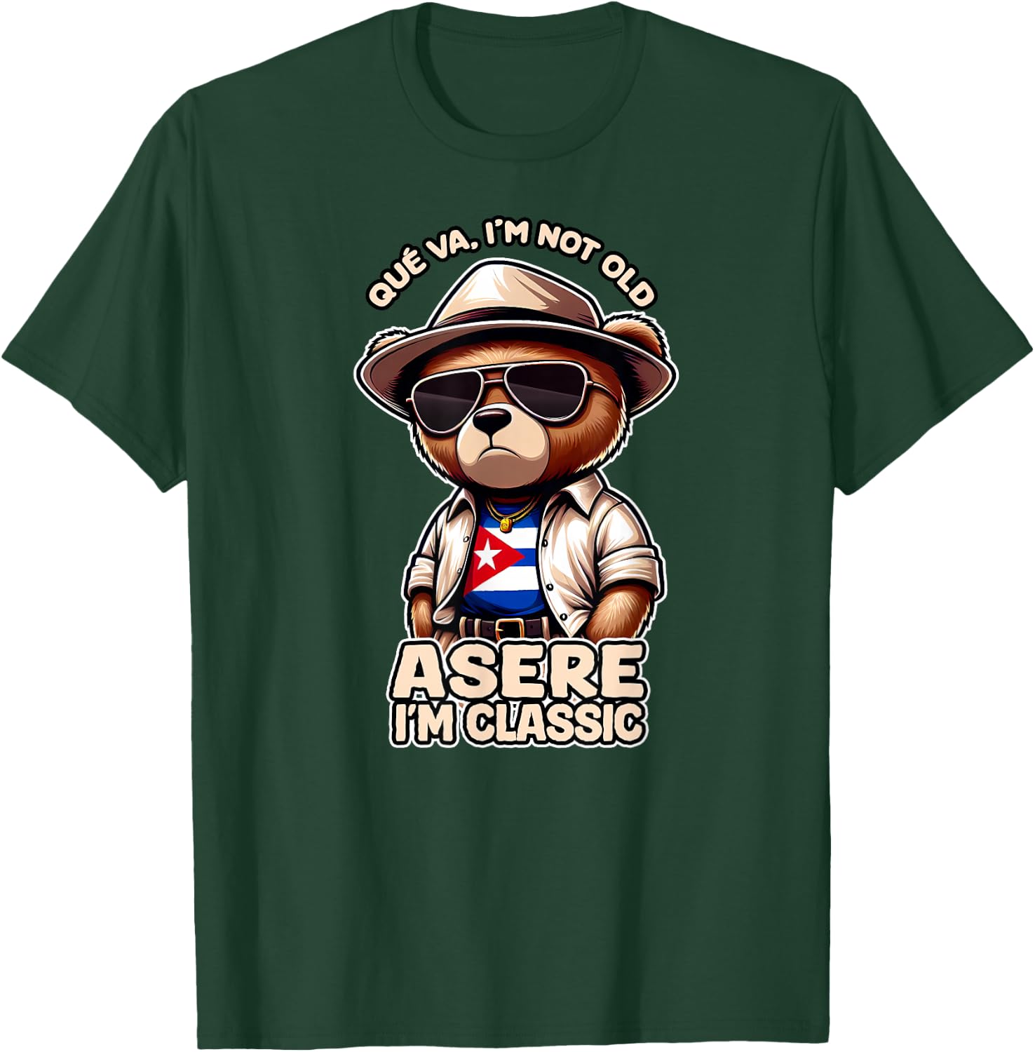 QUE VA I'M NOT OLD ASERE I'M CLASSIC Cuba Flag , Black, S T-Shirt - T-Shirt | Forest